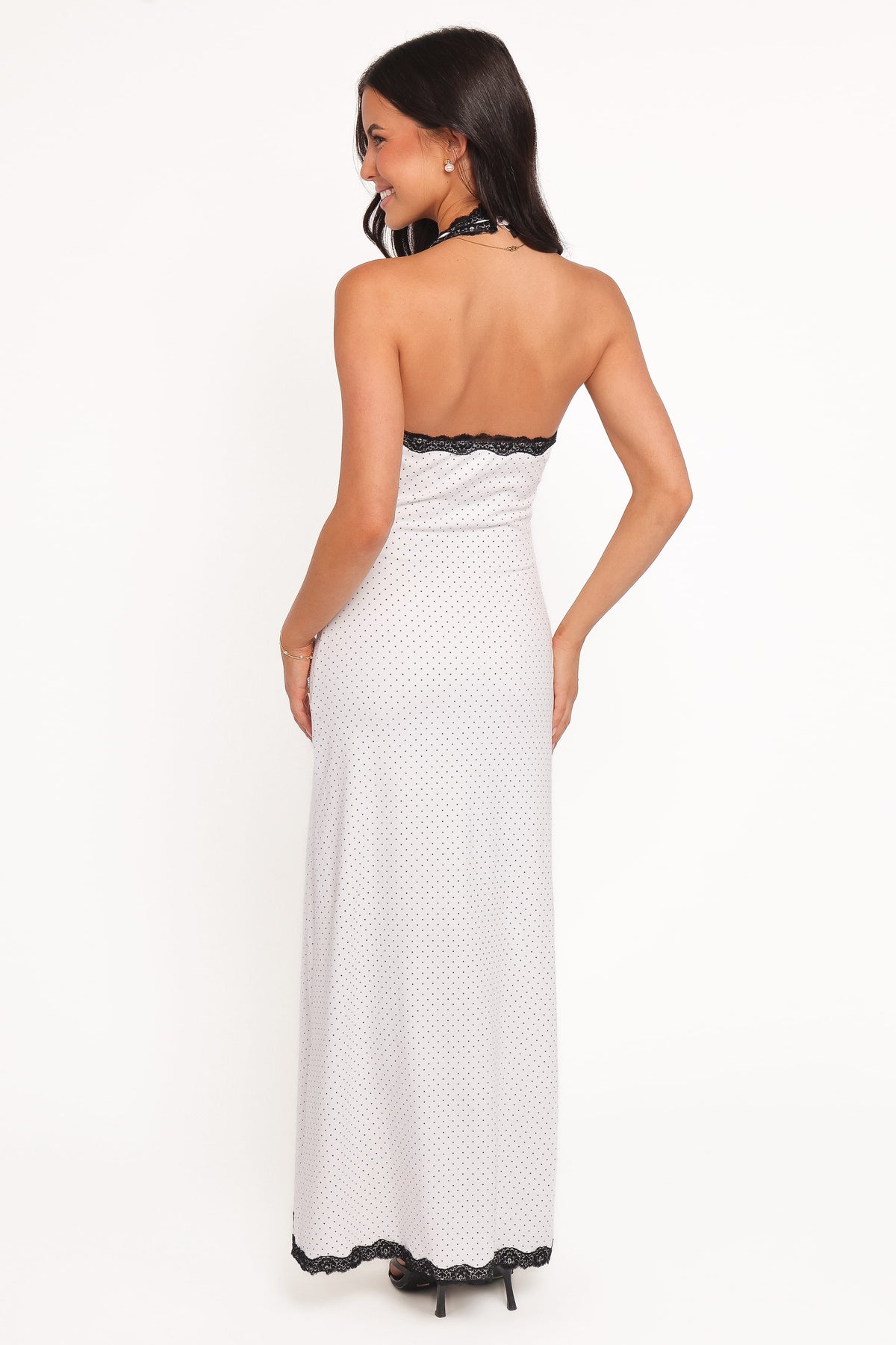 Conrad Halter Maxi Dress in White Polka Dot – view 5 of 8