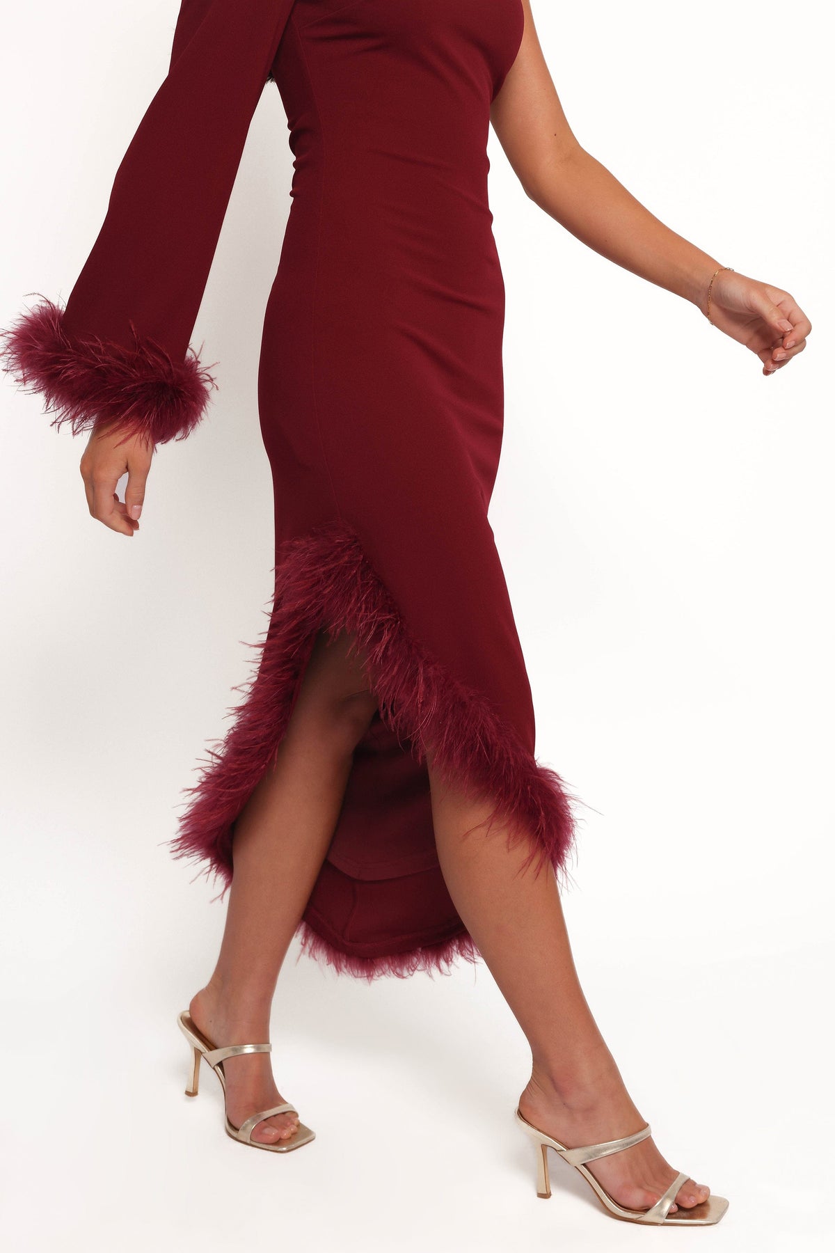 Dame One Shoulder Midi Dress in Deep Wine – view 4 of 8