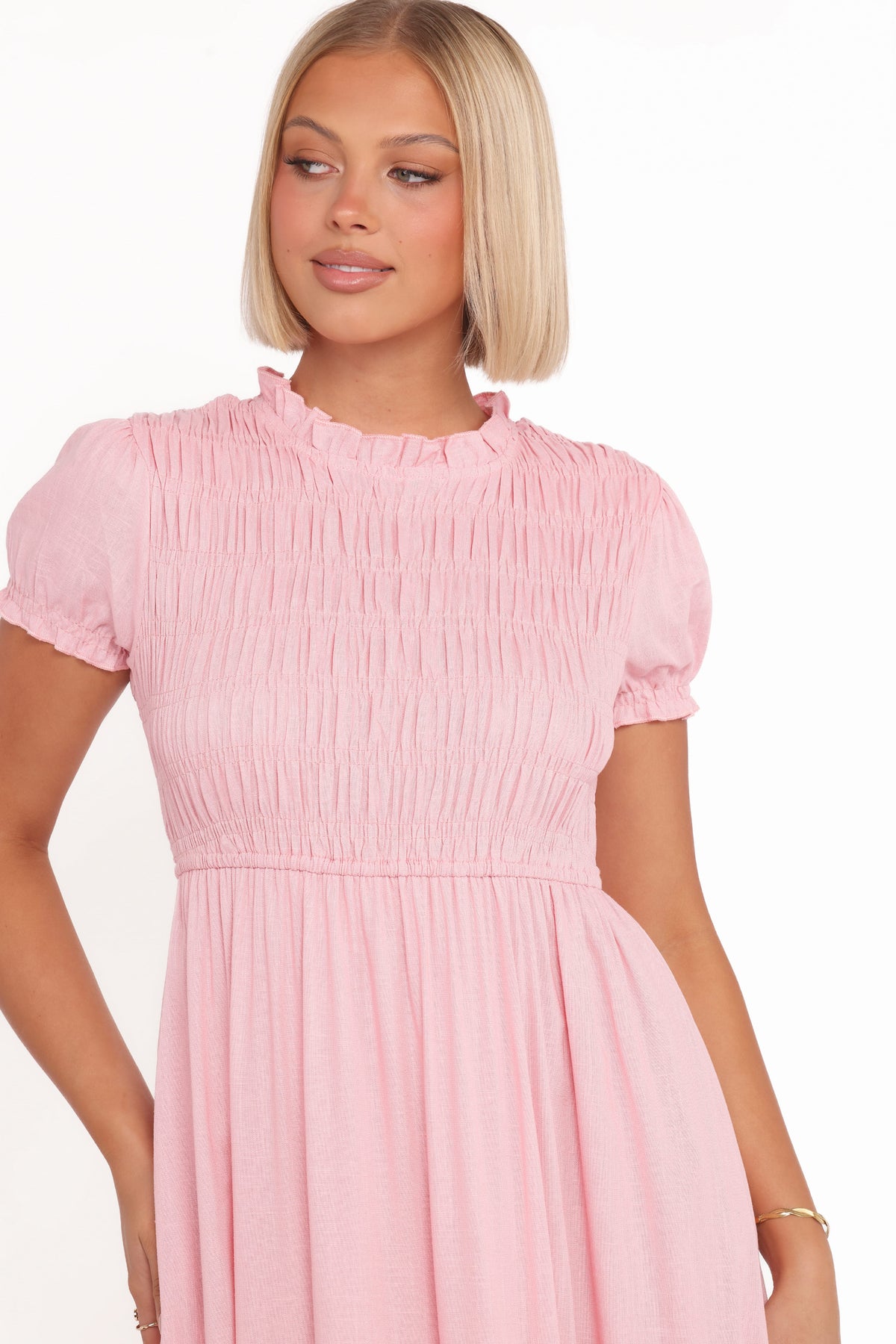 Darla Puff Sleeve Dress in Pink – view 3 of 8