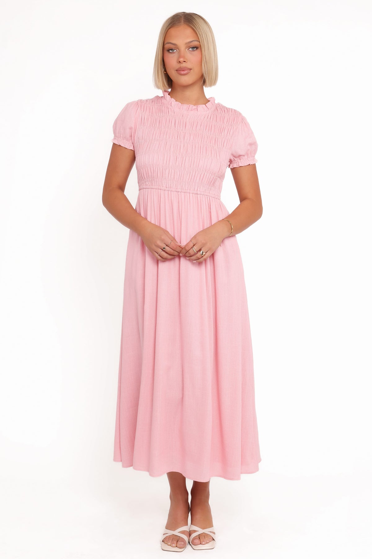Darla Puff Sleeve Dress in Pink – view 2 of 8