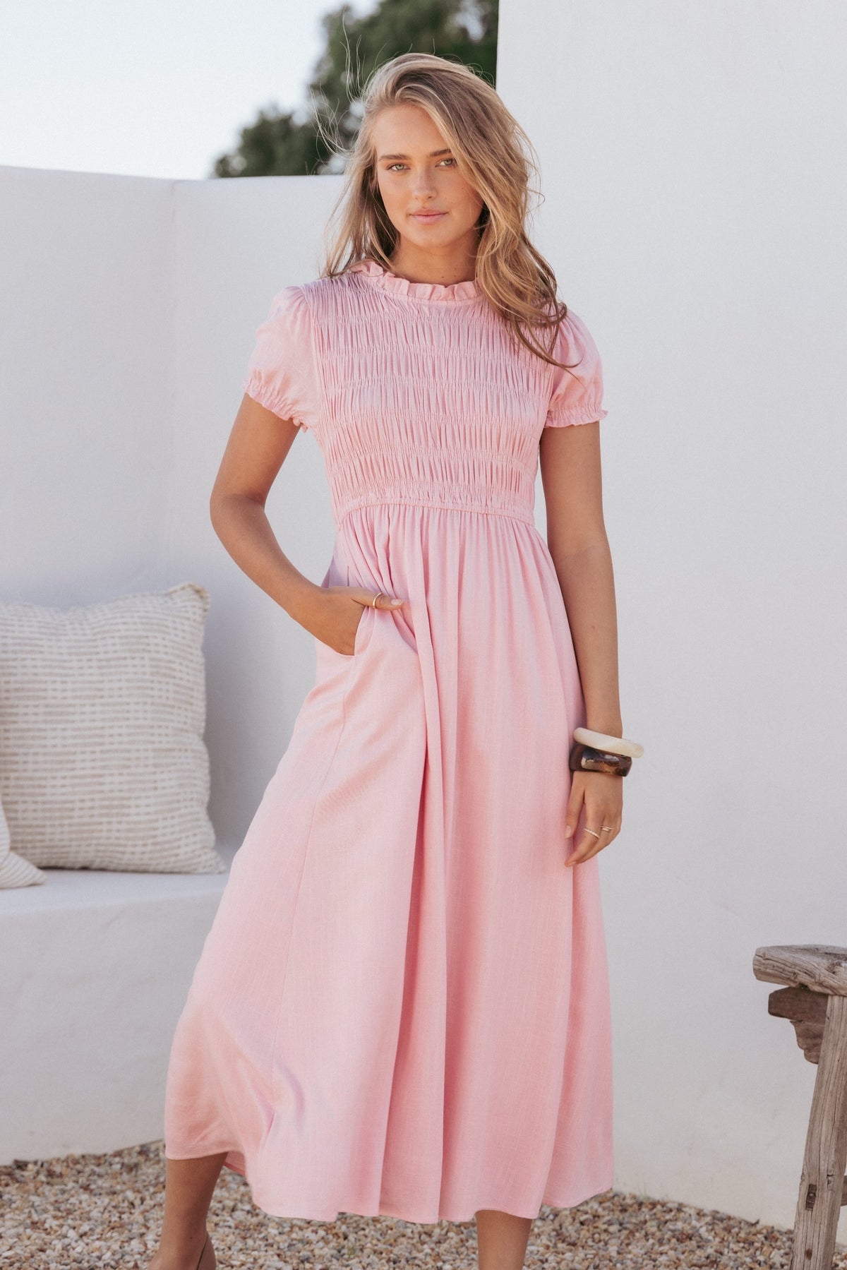 Darla Puff Sleeve Dress in Pink – view 8 of 8