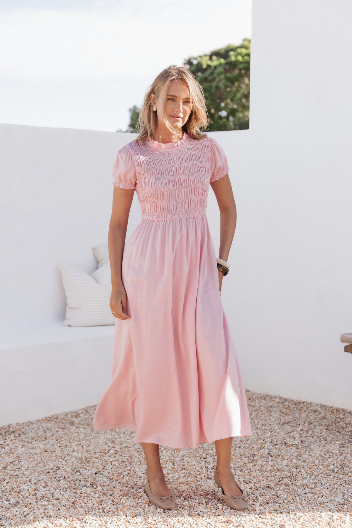 Darla Puff Sleeve Dress in Pink – view 1 of 8