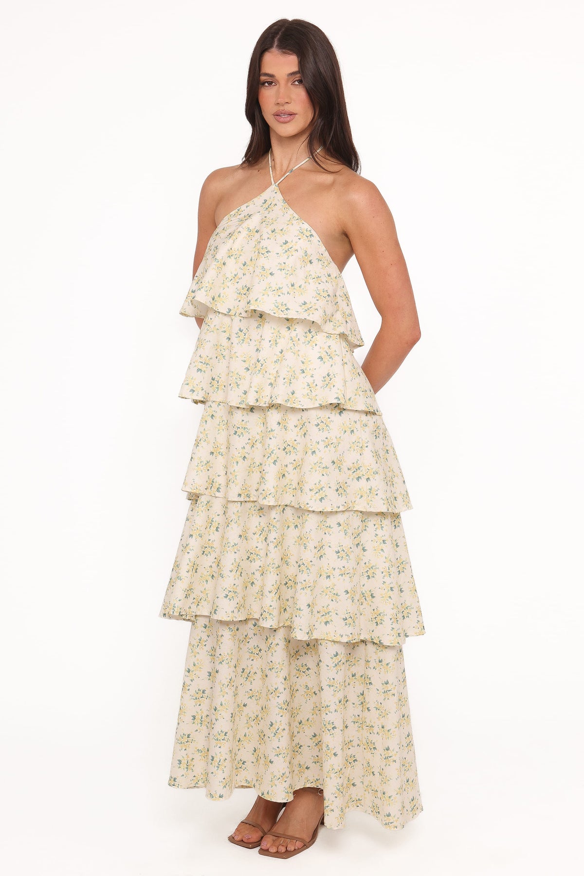 Darlia Halterneck Maxi Dress in Yellow Floral – view 1 of 7