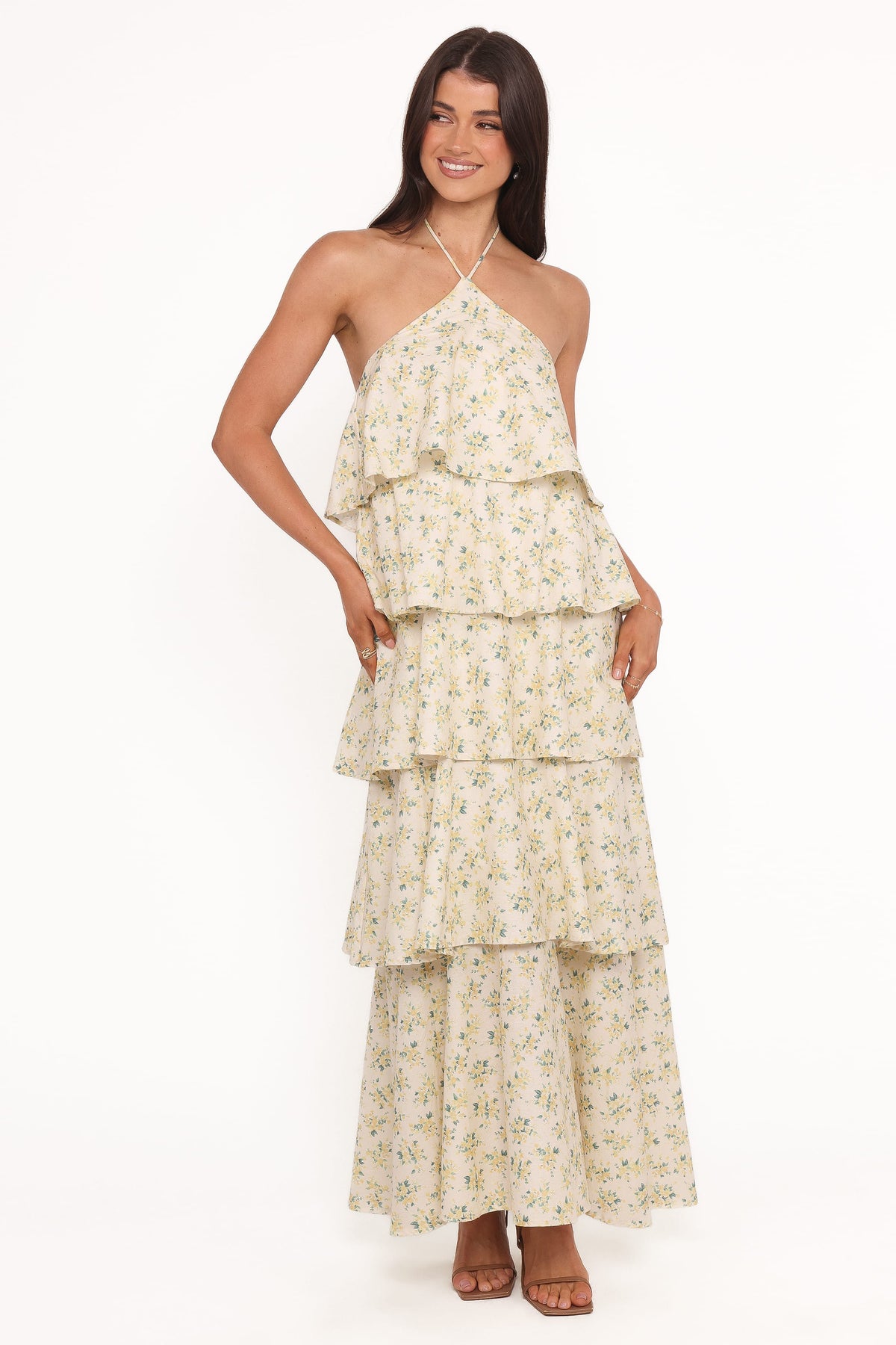 Darlia Halterneck Maxi Dress in Yellow Floral – view 6 of 7