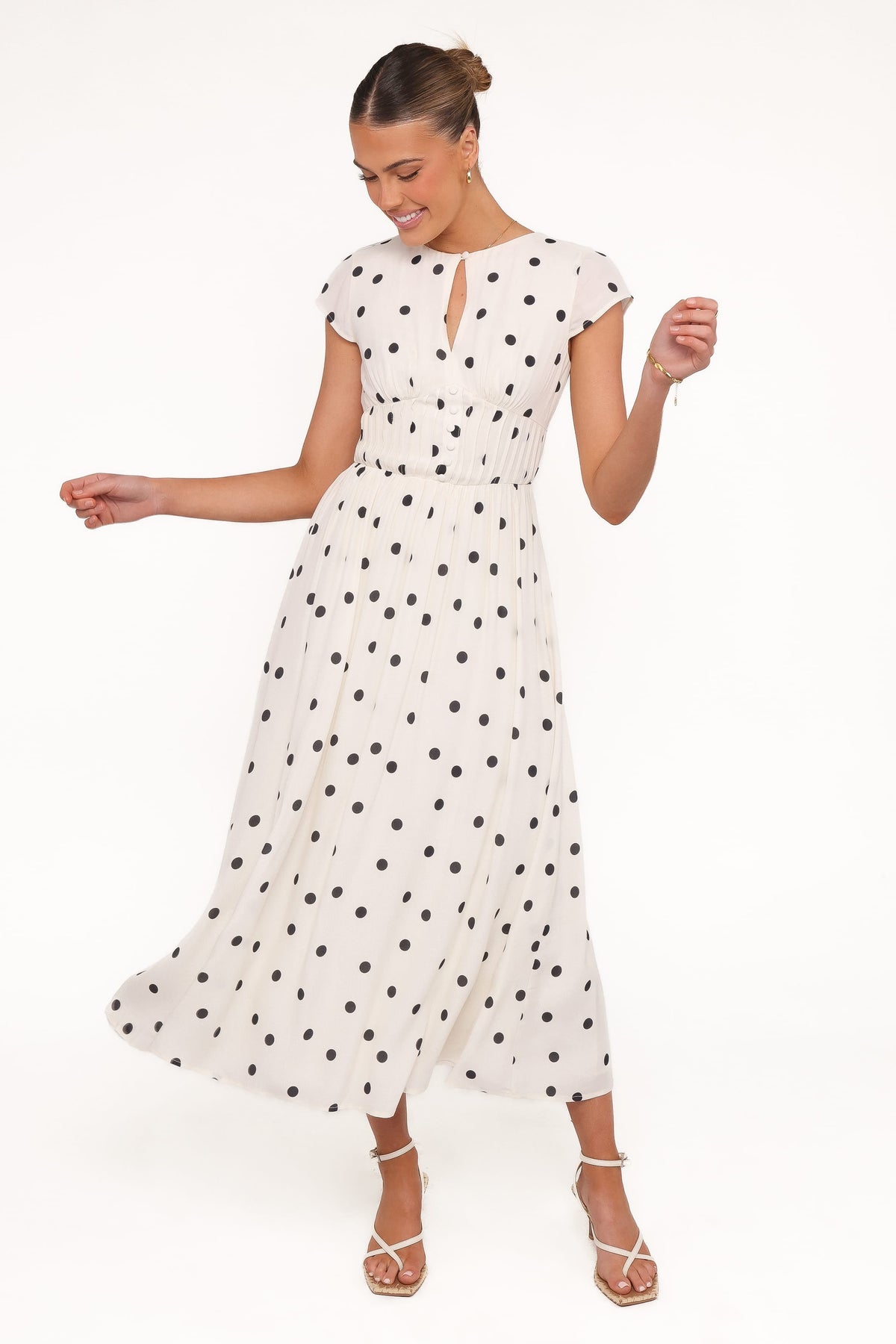 Darline Midi Dress in White Polka Dot – view 5 of 6