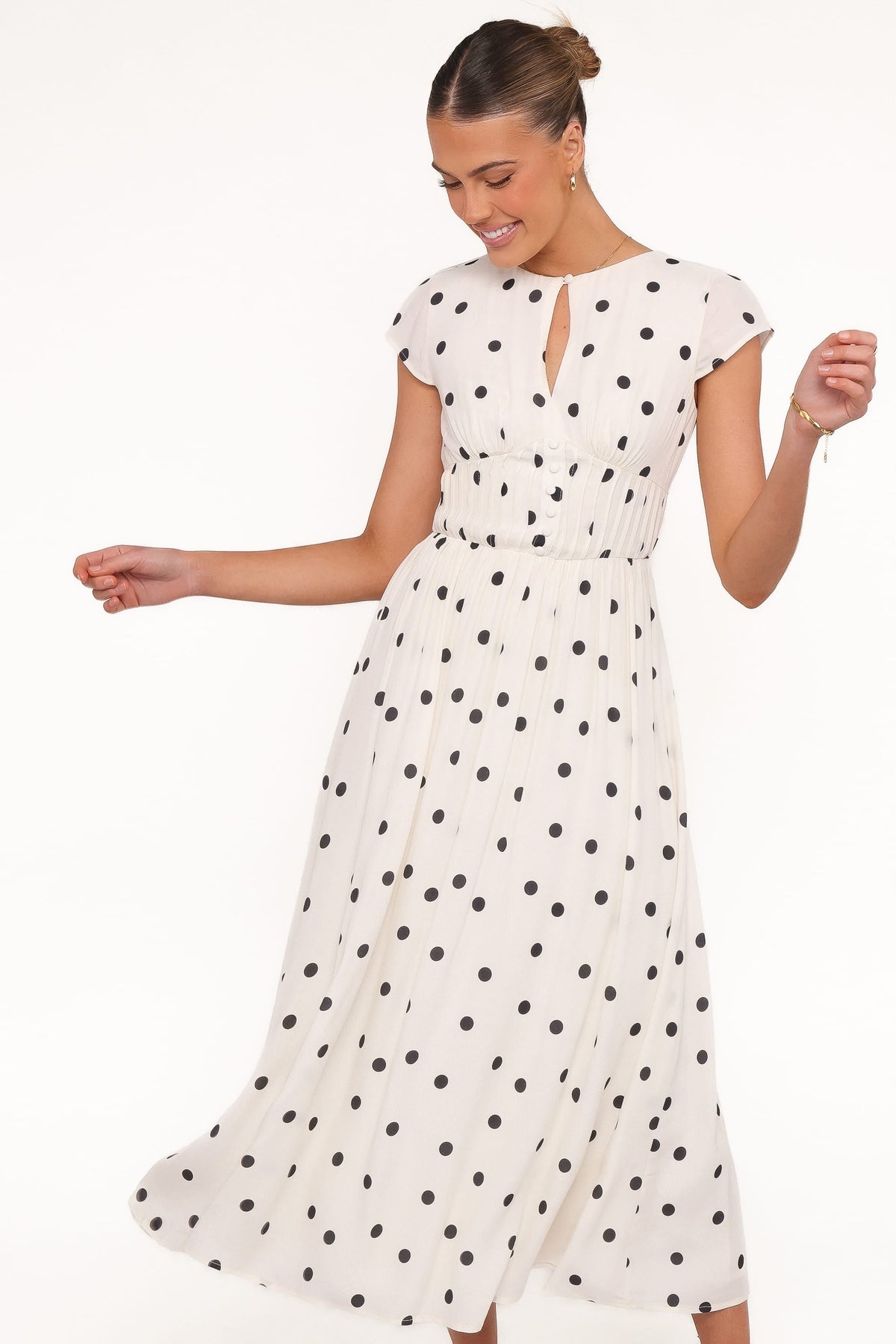 Darline Midi Dress in White Polka Dot – view 2 of 6