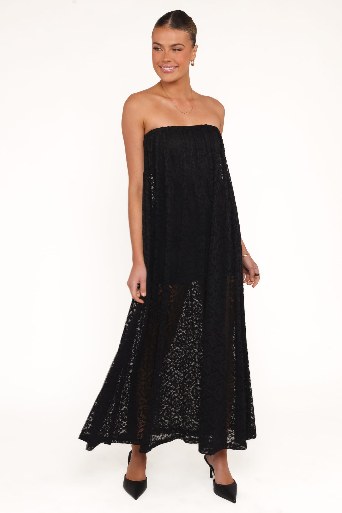 Davina Maxi Dress in Black Lace – view 1 of 7