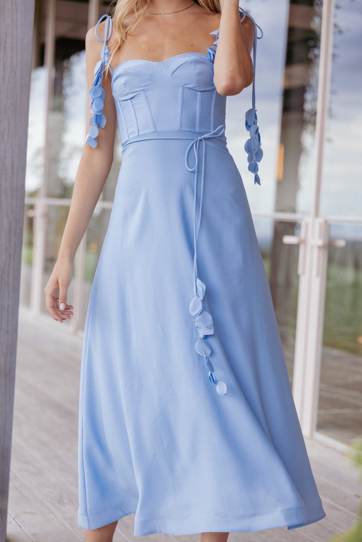 Della Midi Dress in Pale Blue – view 1 of 7