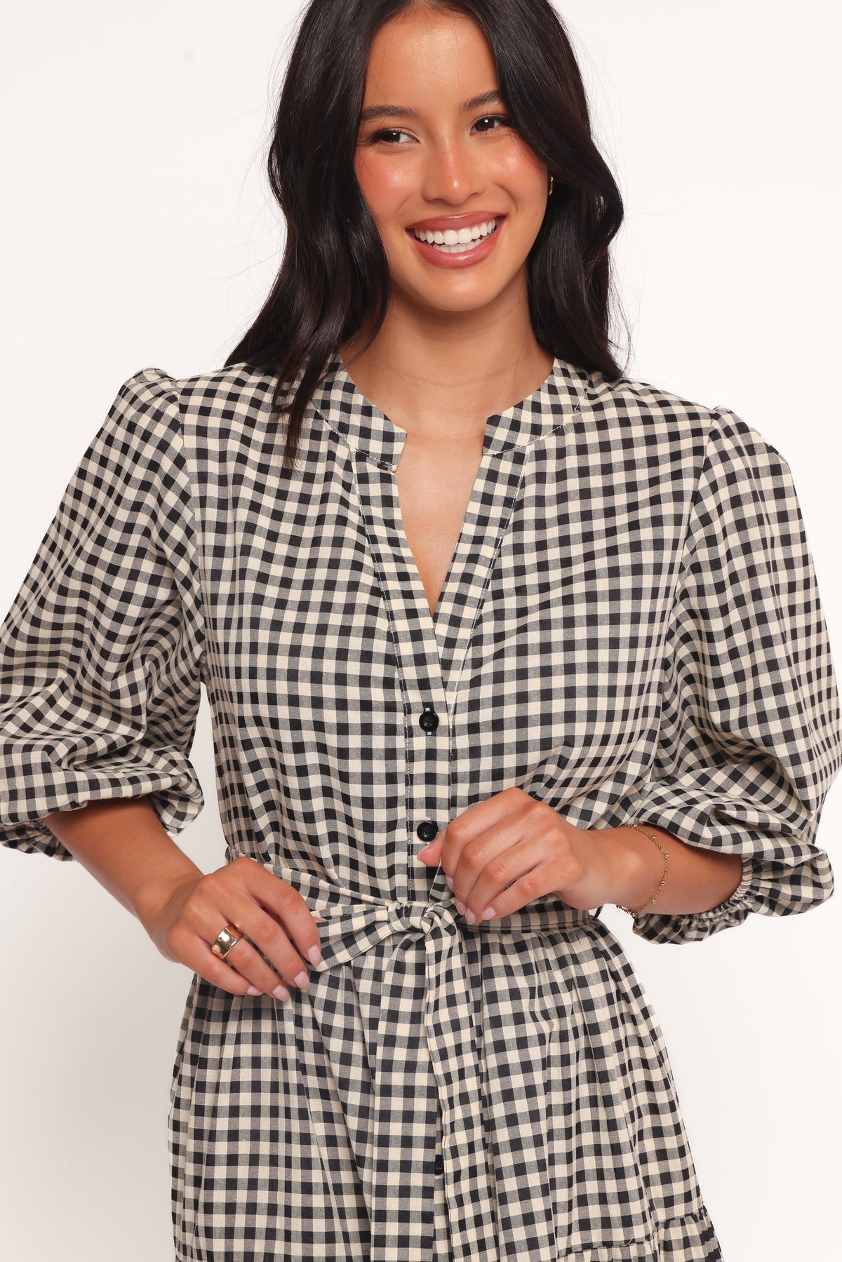 Dixon Maxi Dress in Black Cream Gingham – view 3 of 9