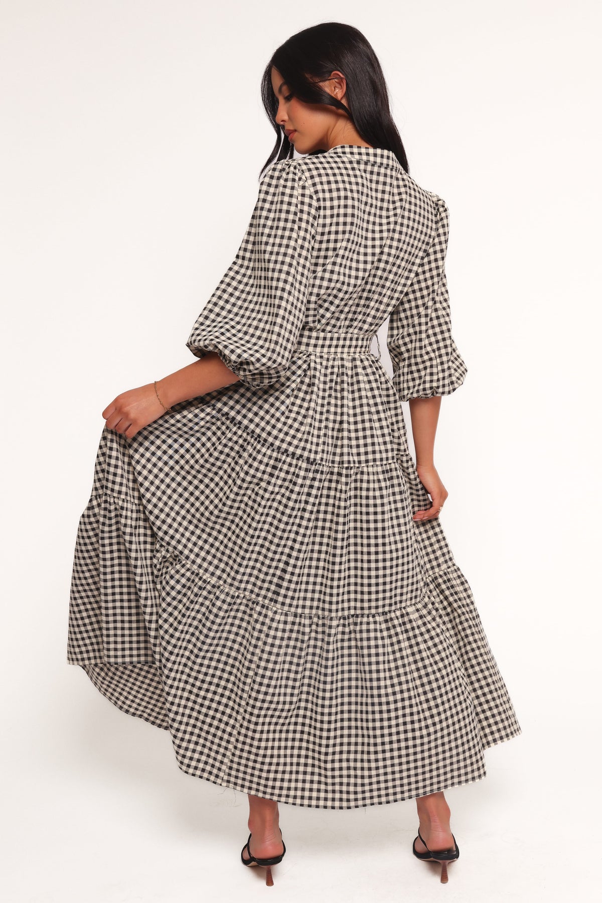 Dixon Maxi Dress in Black Cream Gingham – view 6 of 9