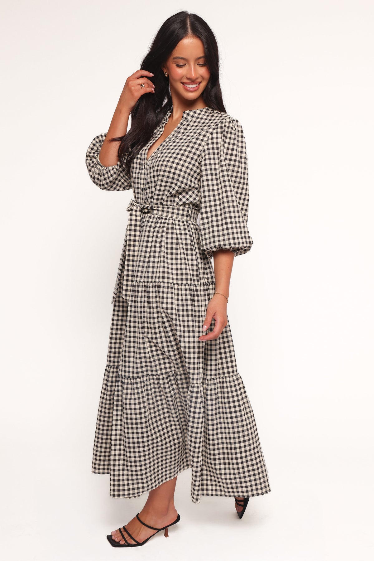 Dixon Maxi Dress in Black Cream Gingham – view 5 of 9