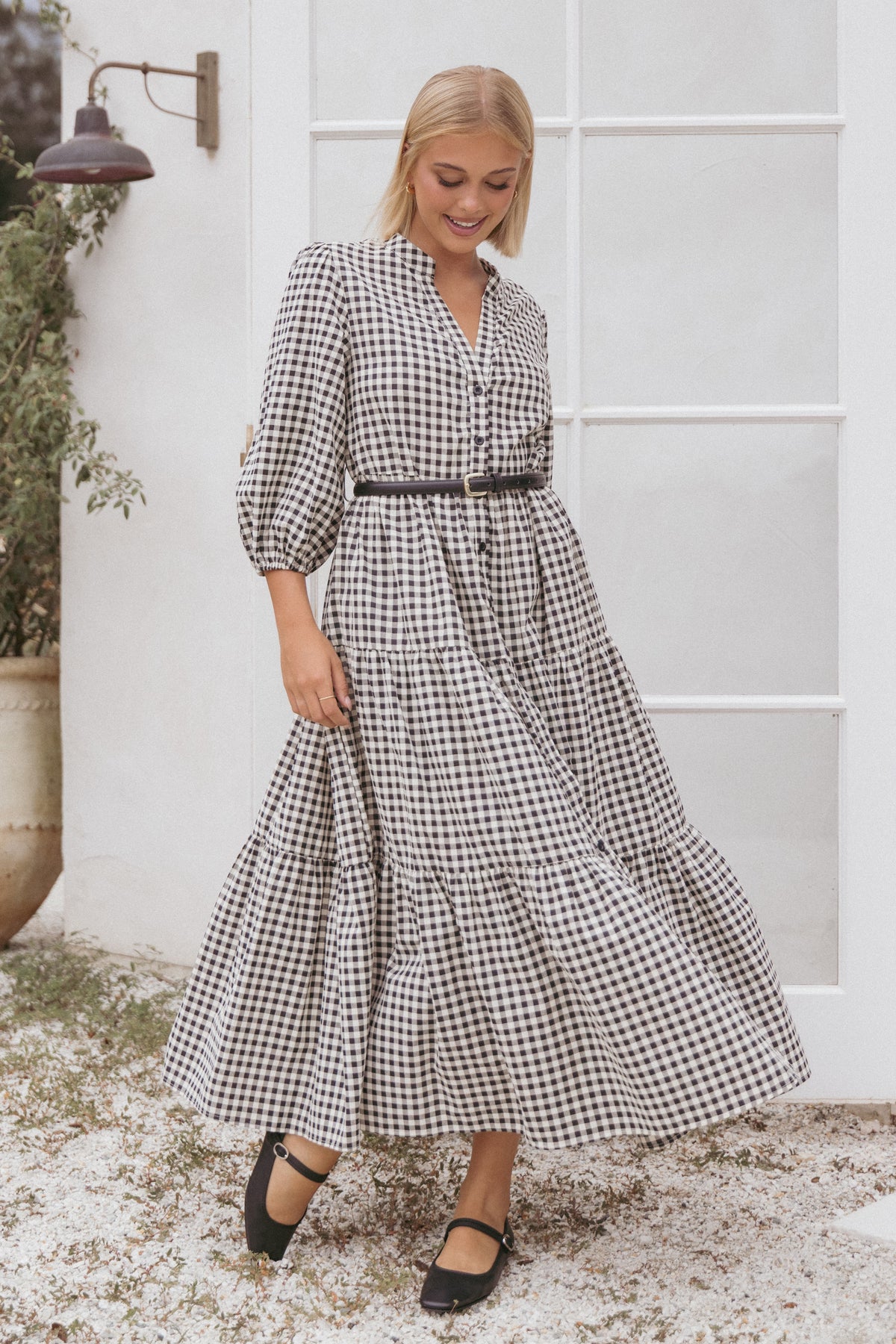 Dixon Maxi Dress in Black Cream Gingham – view 1 of 9