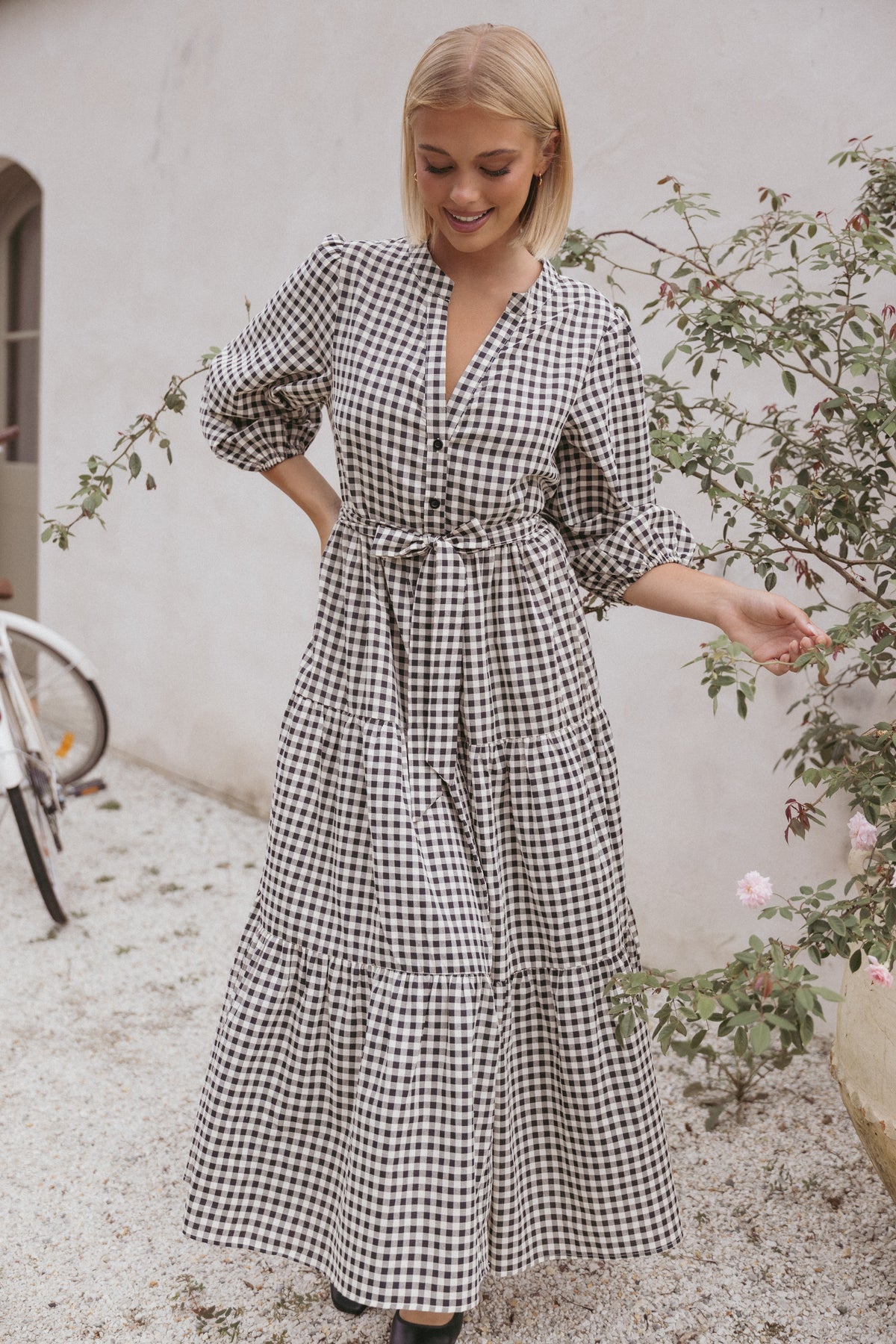 Dixon Maxi Dress in Black Cream Gingham – view 8 of 9