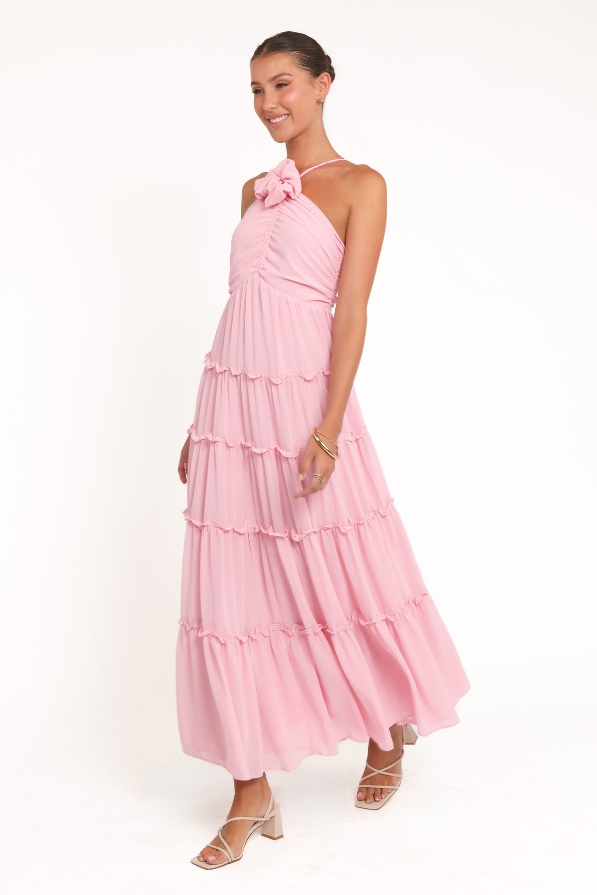 Dottie Halterneck Maxi Dress in Pink – view 3 of 5
