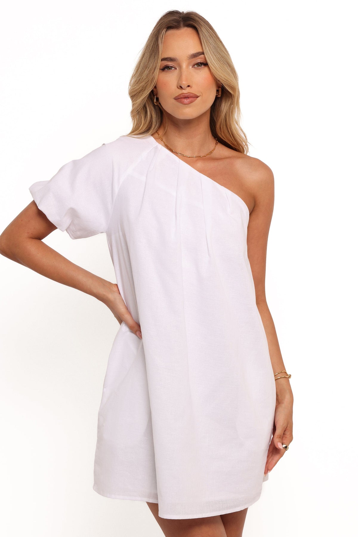 Dylan One Shoulder Mini Dress in White – view 4 of 10