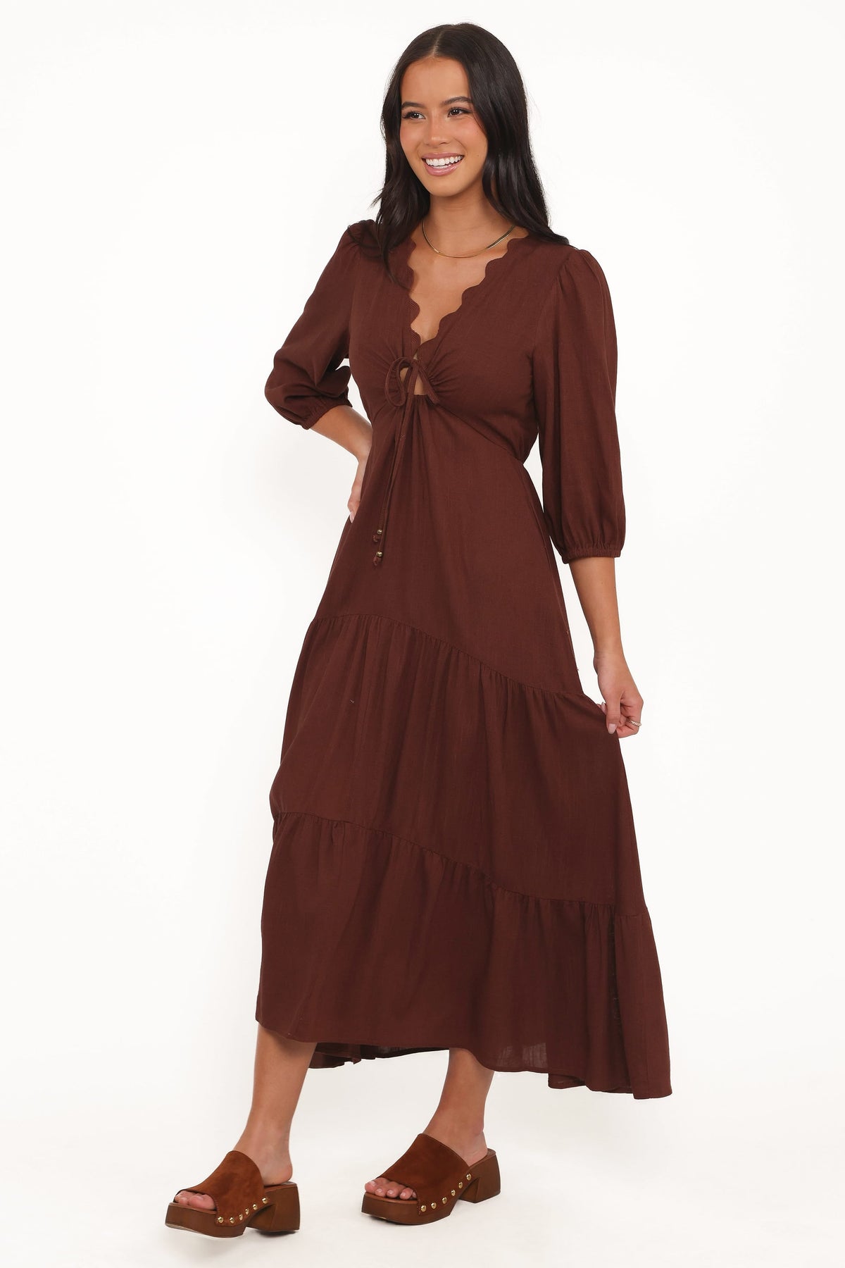Eleonara Midi Dress in Chocolate – view 3 of 6