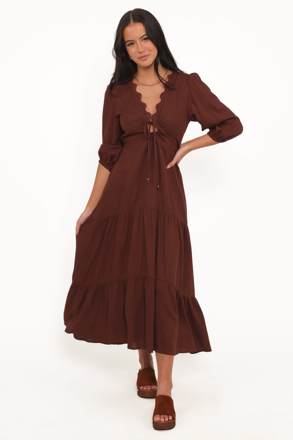 Eleonara Midi Dress in Chocolate – view 5 of 6