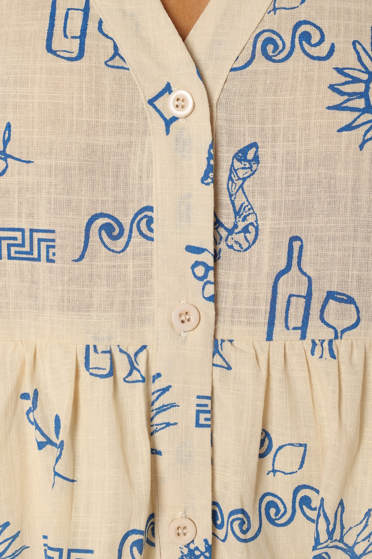 Elias Mini Dress in Beige Blue – view 8 of 9