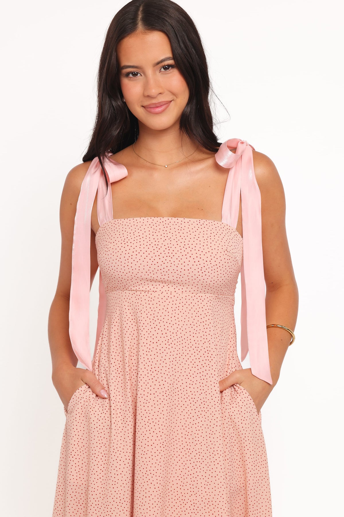 Ellody Maxi Dress in Peach Polka Dot – view 3 of 8