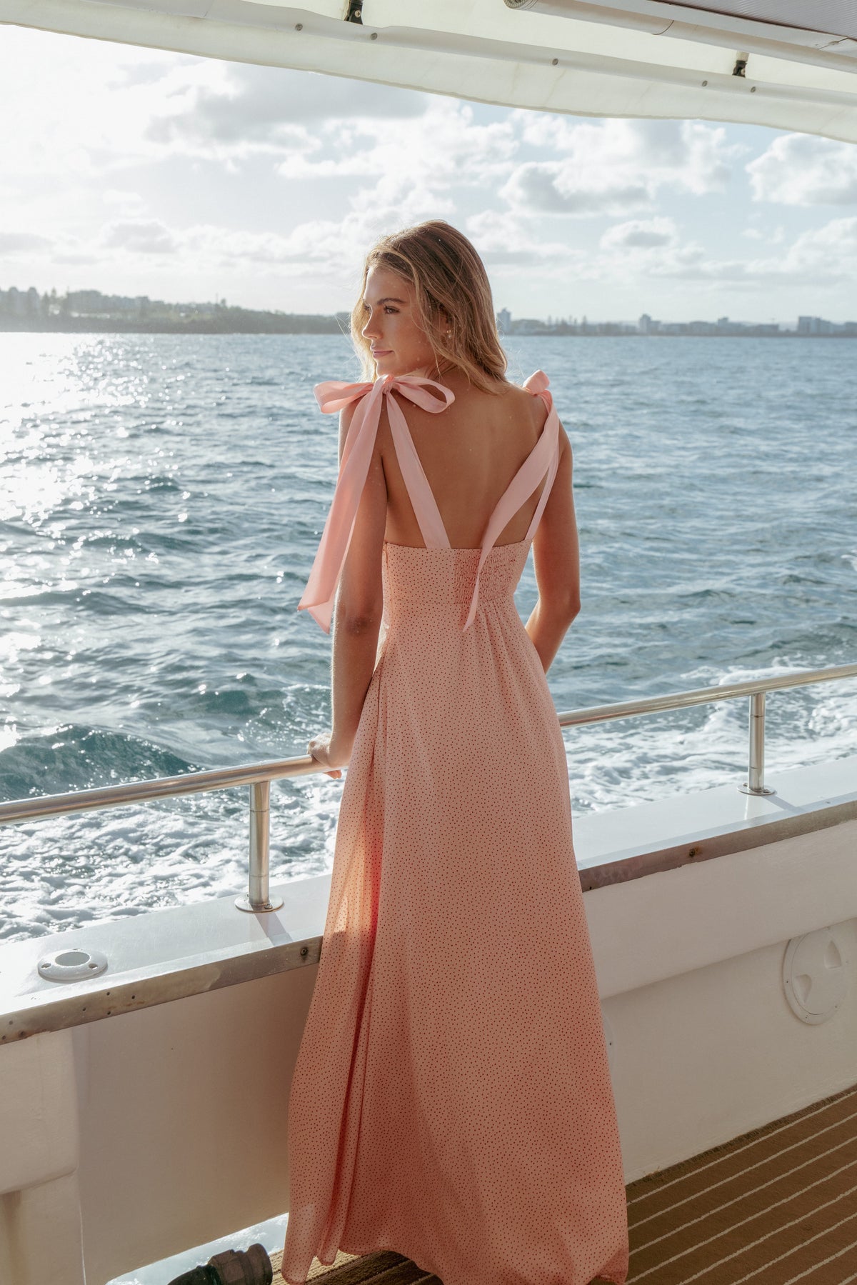 Ellody Maxi Dress in Peach Polka Dot – view 8 of 8