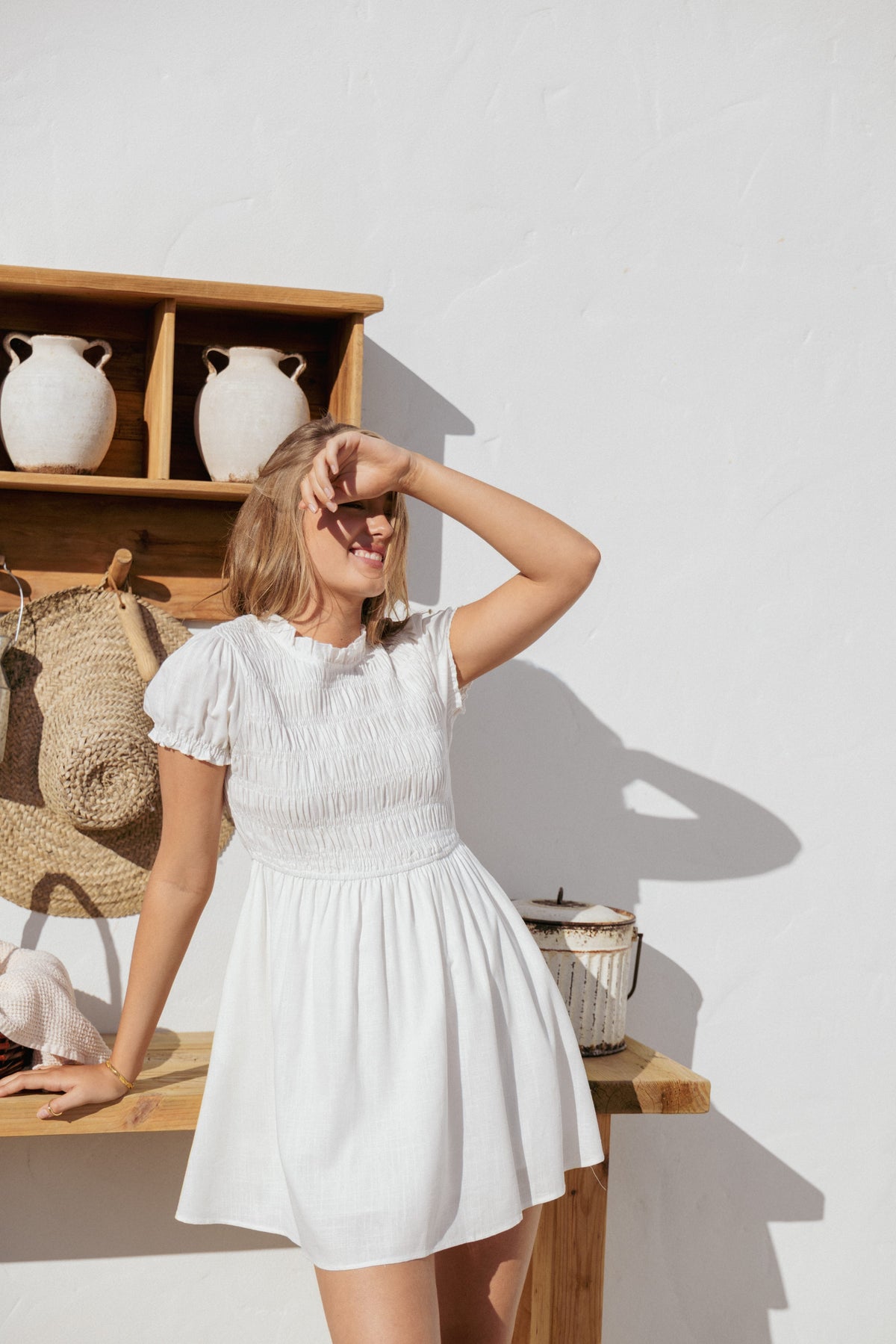 Emari Puff Sleeve Mini Dress in White – view 9 of 9