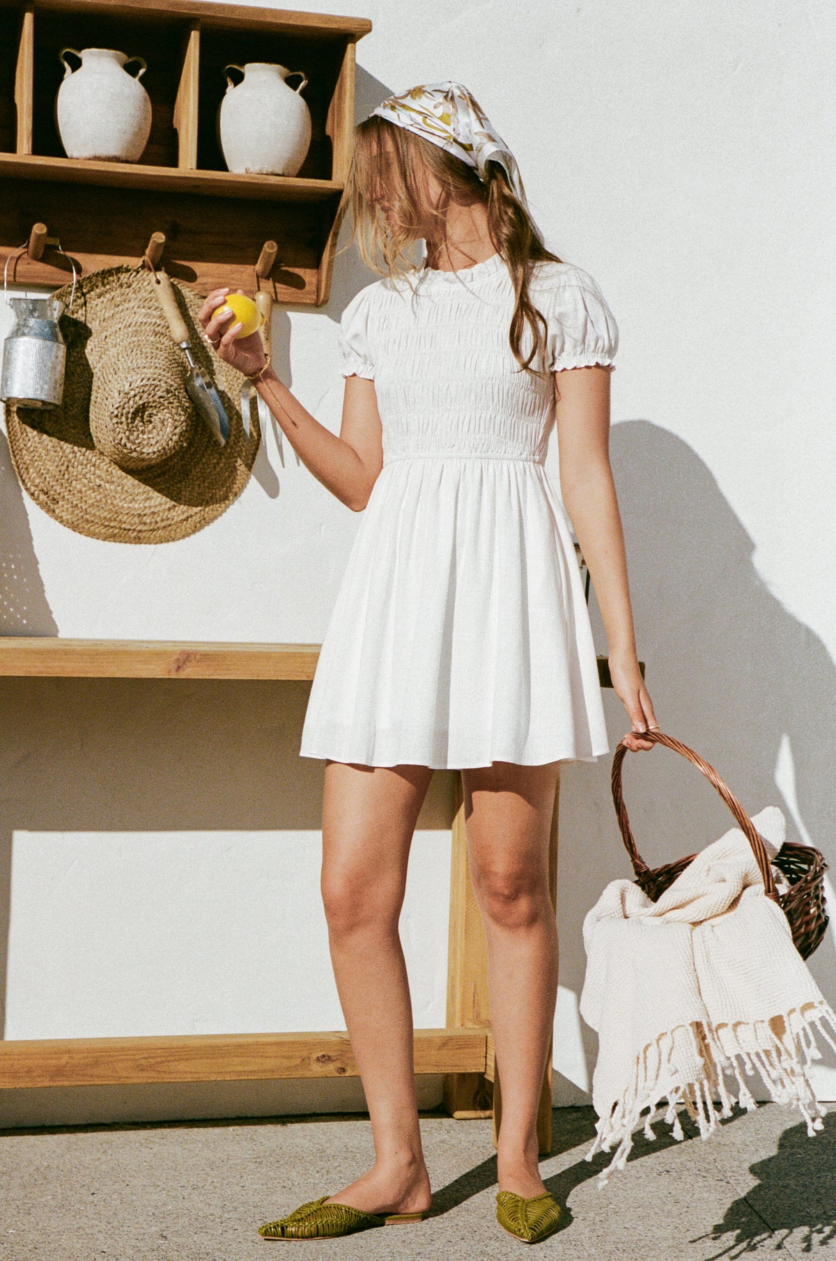 Emari Puff Sleeve Mini Dress in White – view 1 of 9