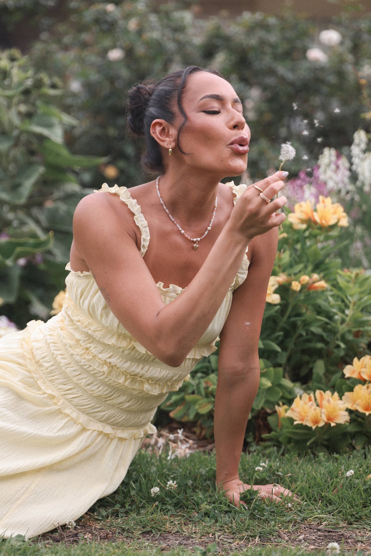 Enola Gather Midi Dress in Yellow – view 8 of 8