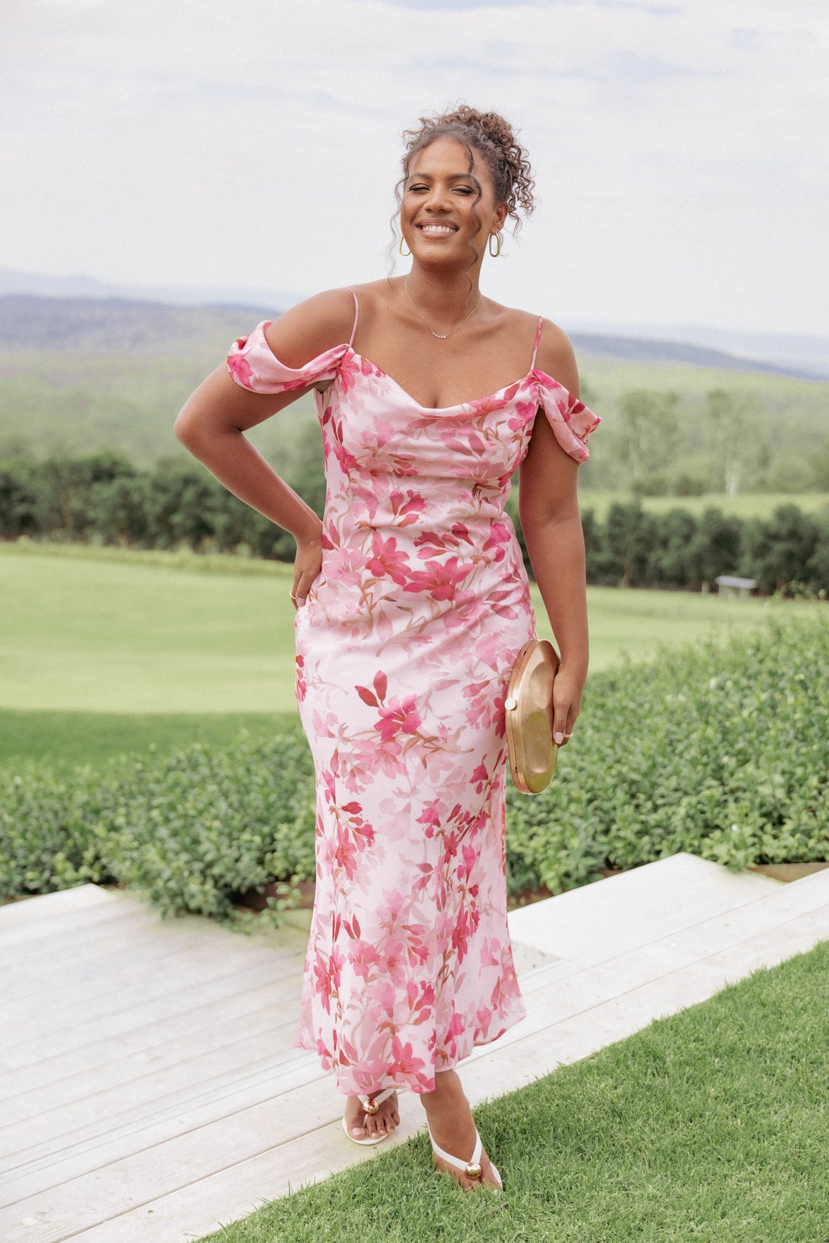 Esther Midi Dress in Pink Floral – view 1 of 8