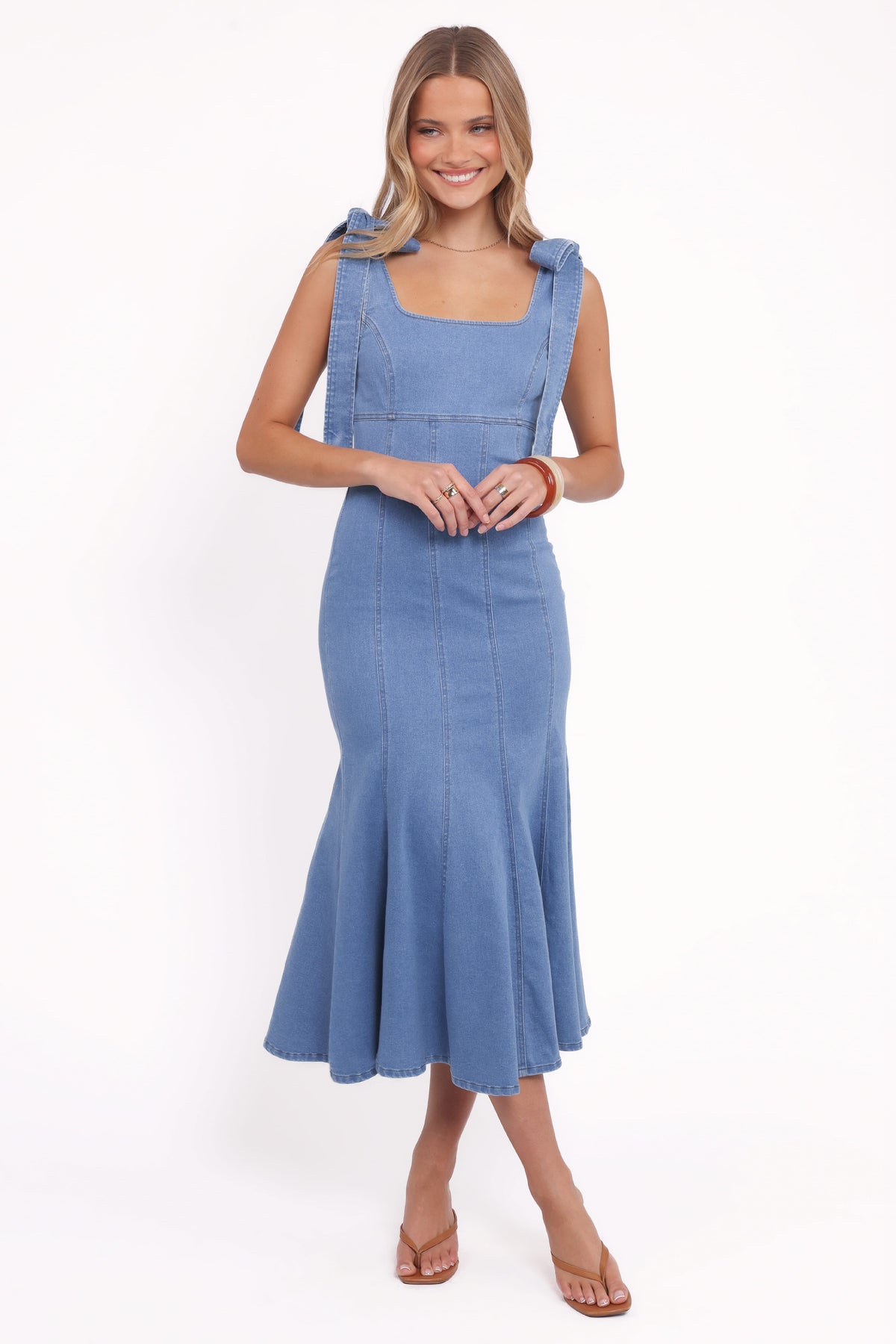 Eugenia Midi Dress in Indigo Denim – view 1 of 5
