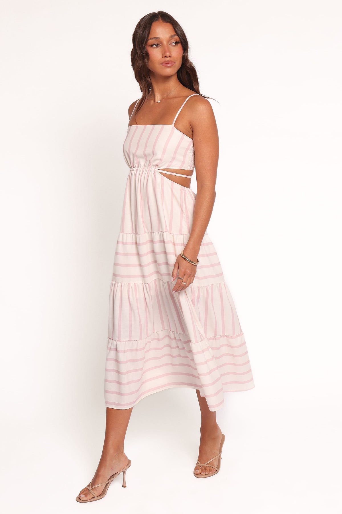Evelin Midi Dress in Pink Stripe – view 3 of 6