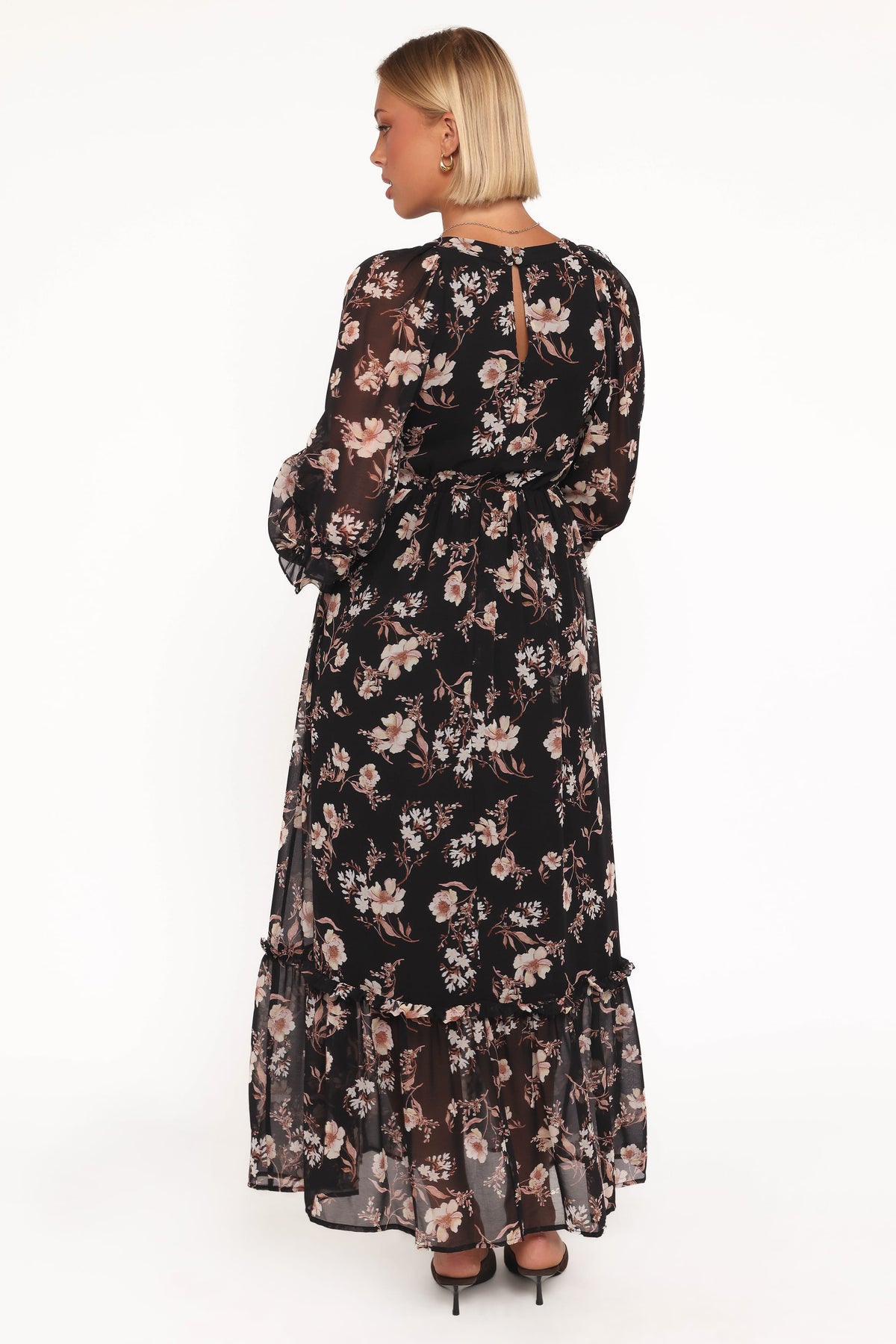 Evian Long Sleeve Maxi Dress in Black Floral – view 4 of 6