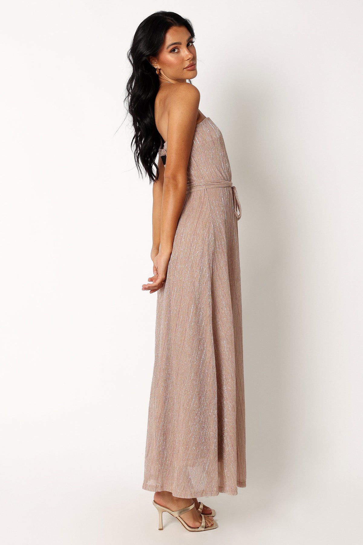Farley Strapless Maxi Dress in Rose Gold Stripe – view 3 of 8
