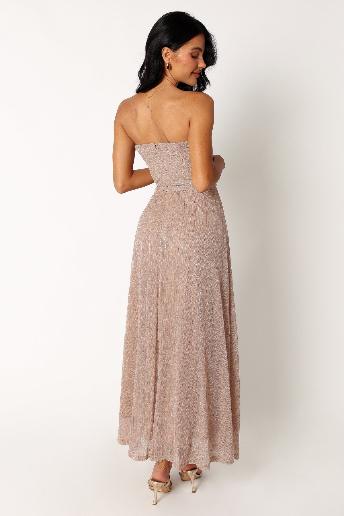 Farley Strapless Maxi Dress in Rose Gold Stripe – view 4 of 8