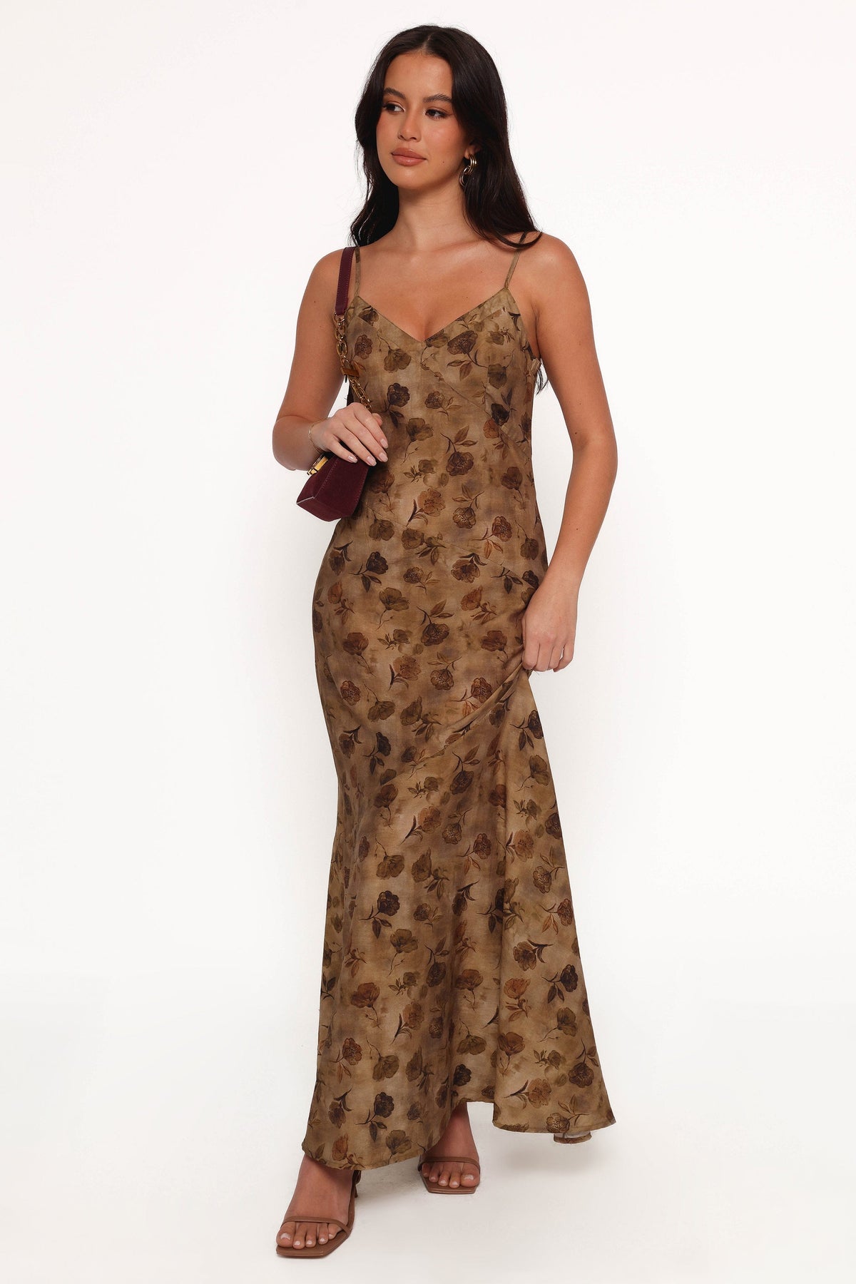 Fia Midi Dress in Tan Floral – view 3 of 9