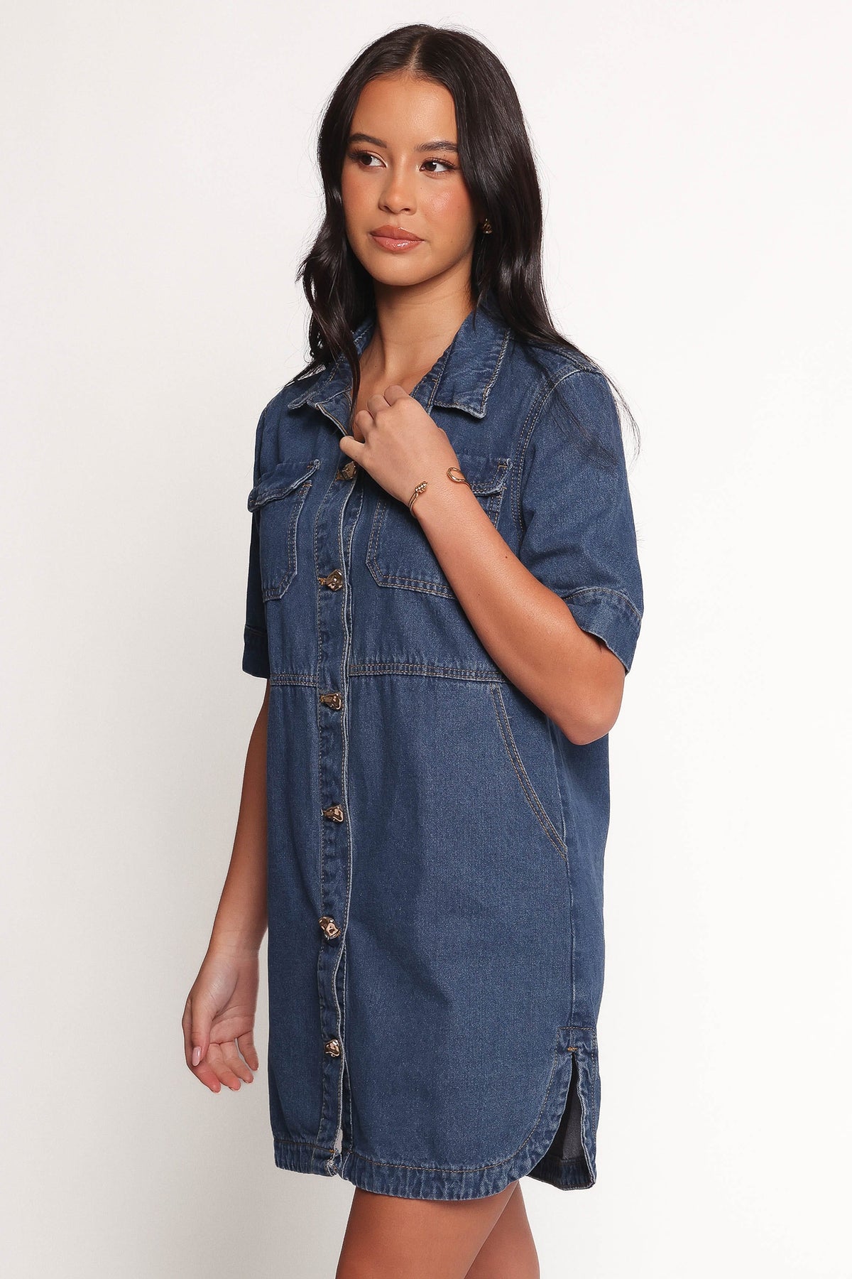 Fleming Shirt Mini Dress in Denim – view 4 of 8