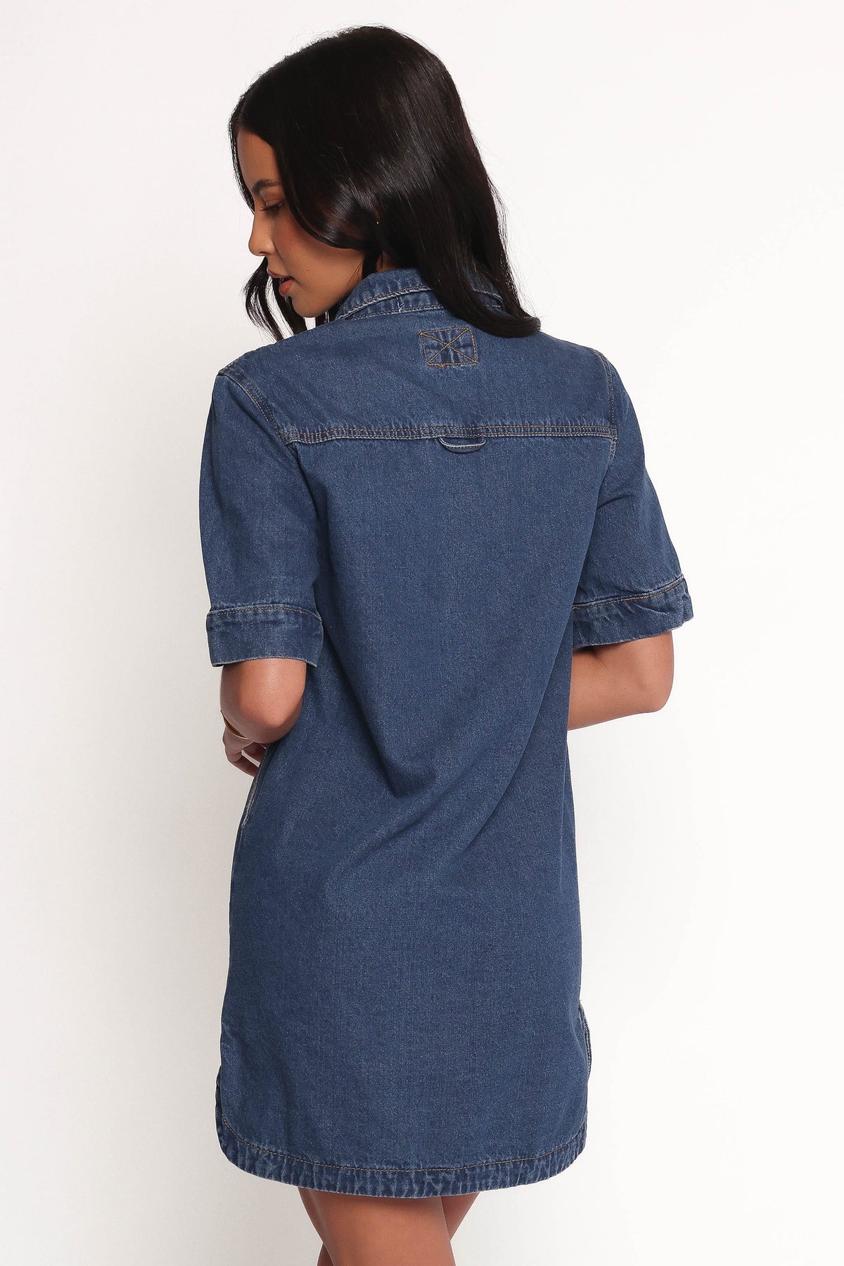 Fleming Shirt Mini Dress in Denim – view 5 of 8