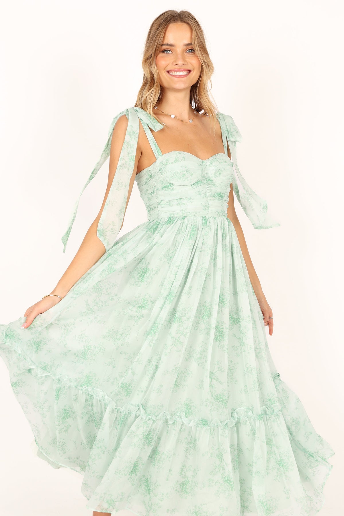 Floret Midi Dress in Sage – view 2 of 12