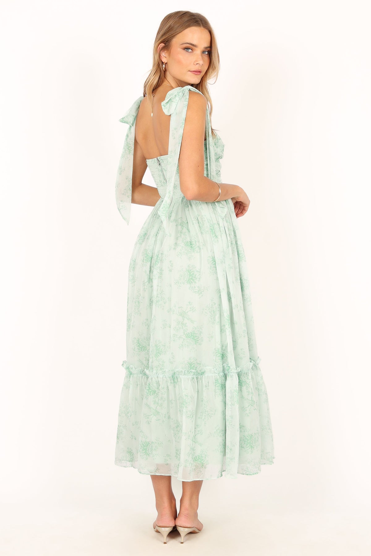 Floret Midi Dress in Sage – view 3 of 12