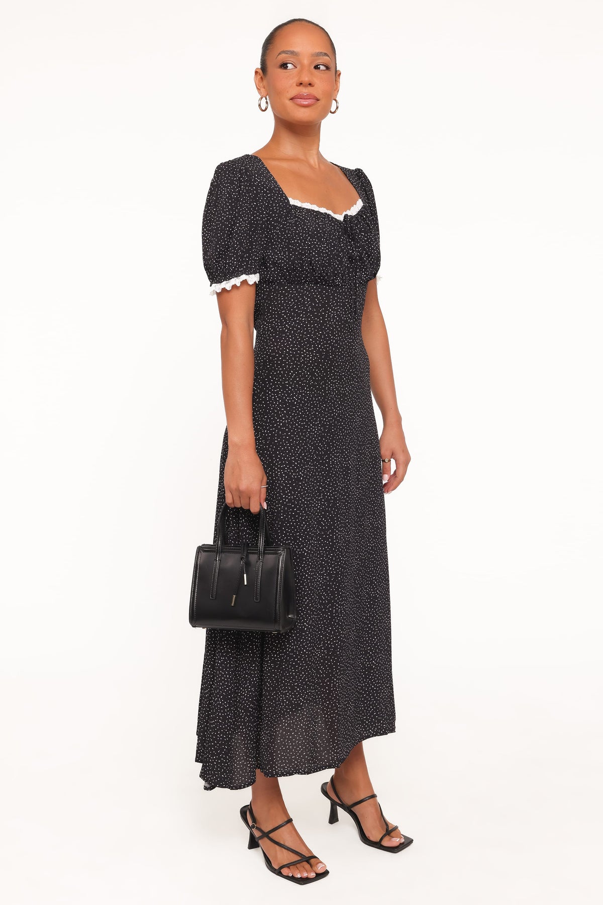 Francine Lace Midi Dress in Black Polka Dot – view 1 of 7