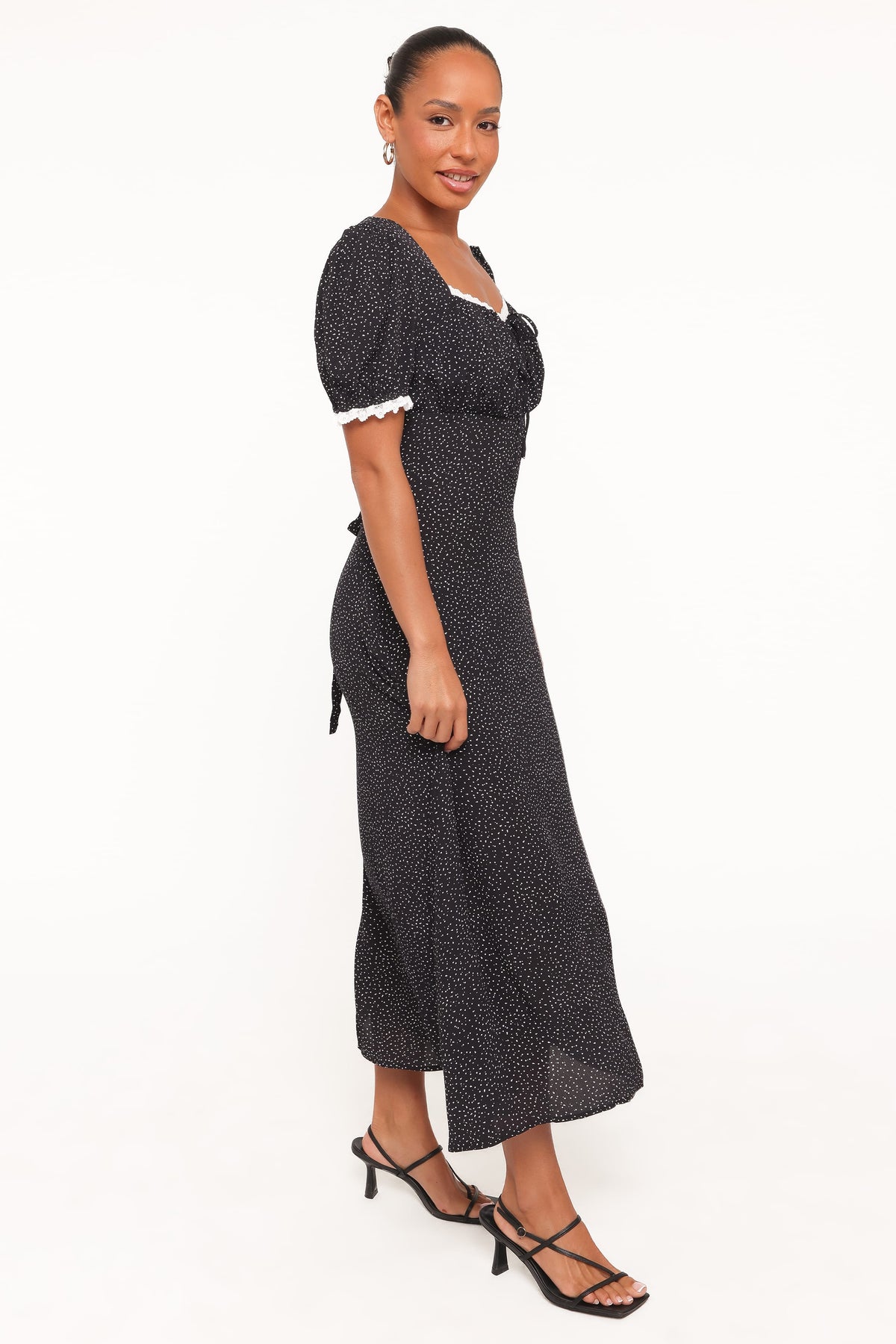 Francine Lace Midi Dress in Black Polka Dot – view 3 of 7