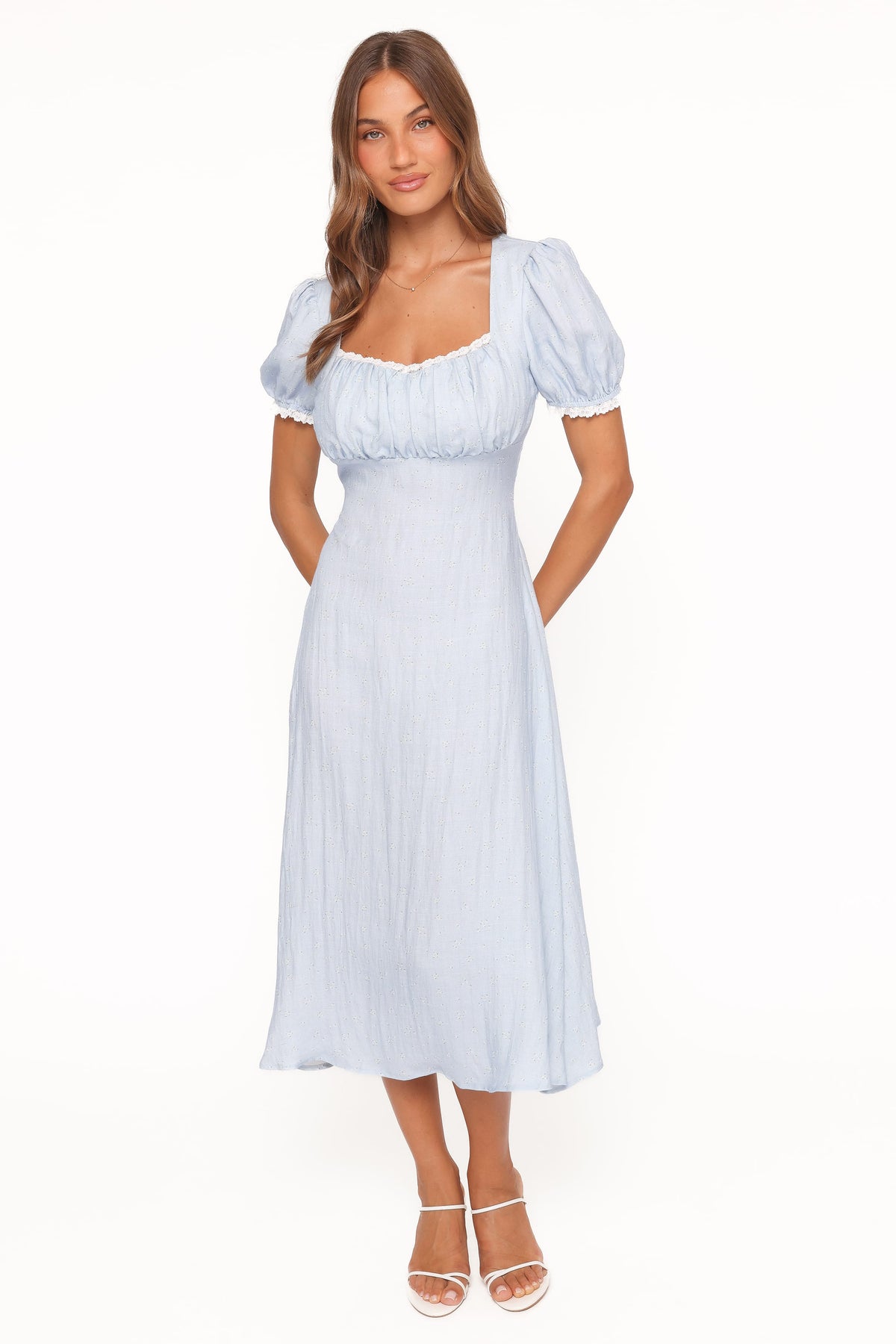 Francine Lace Midi Dress in Blue Ditsy Floral – view 2 of 8