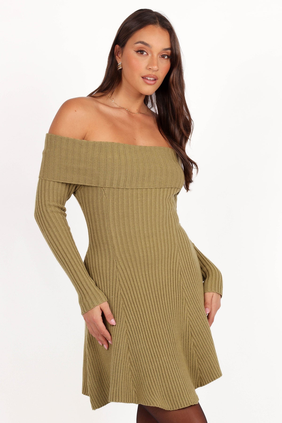 Francisco Long Sleeve Mini Dress in Olive – view 8 of 12