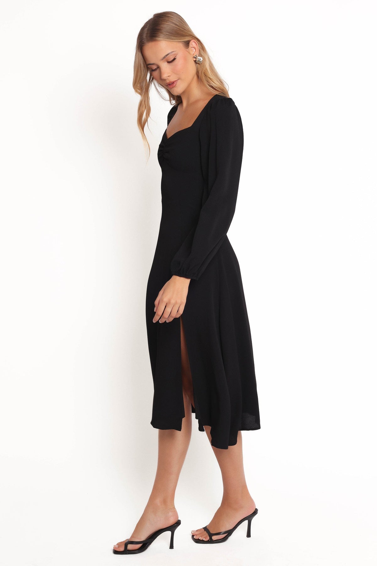Franklin Long Sleeve Midi Dress in Black – view 3 of 8