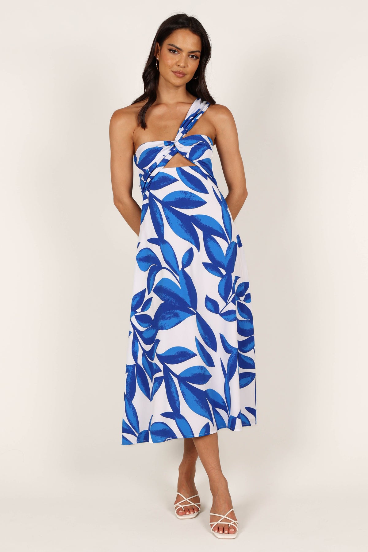 Freddie Midi Dress in White/Blue – view 4 of 8
