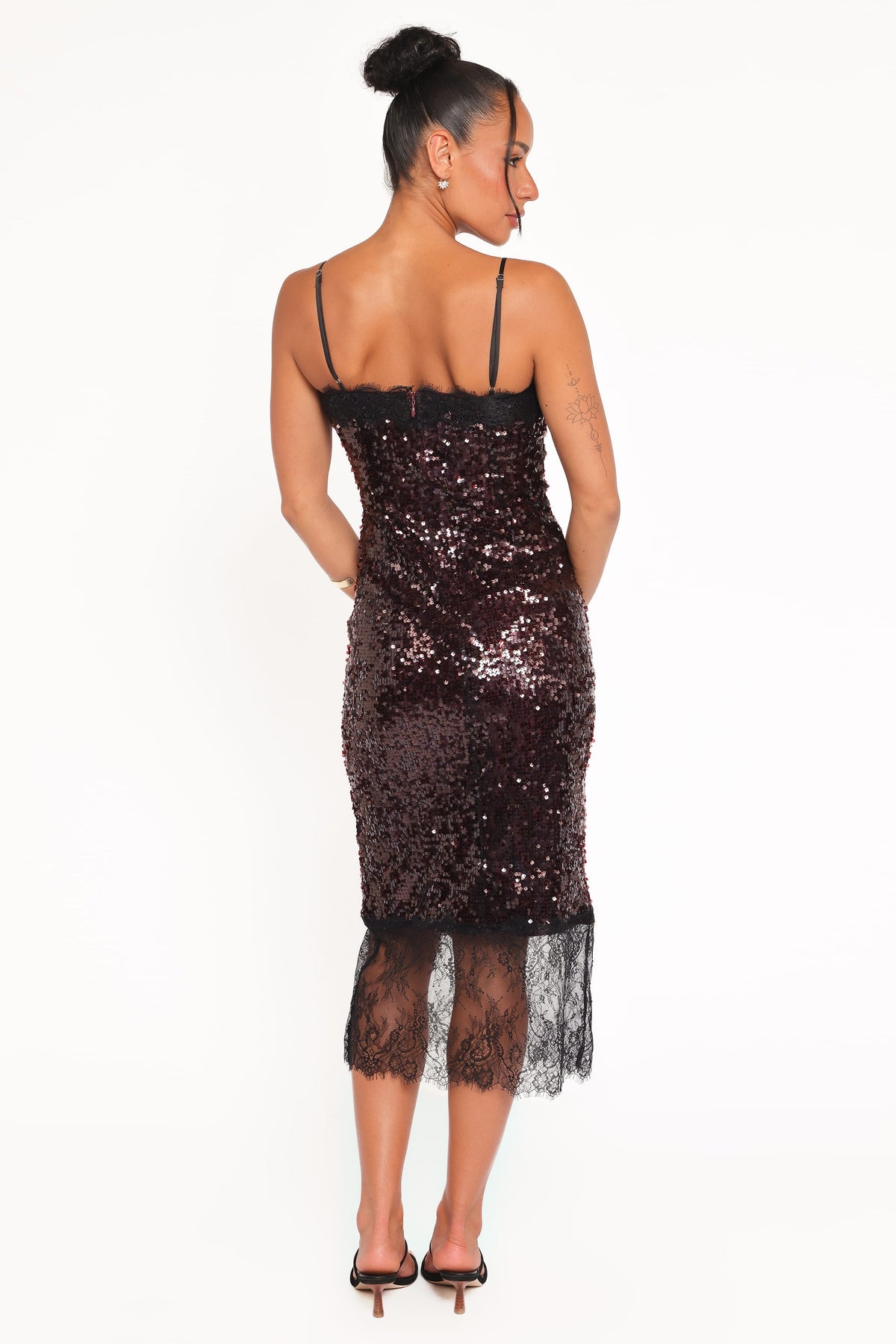 Frida Lace Midi Dress in Burgundy – view 5 of 8
