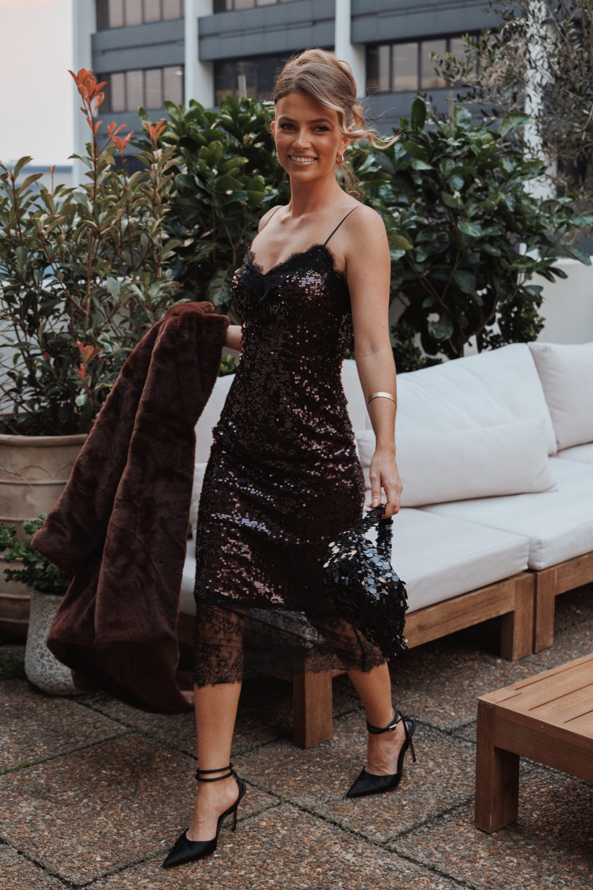 Frida Lace Midi Dress in Burgundy – view 1 of 8