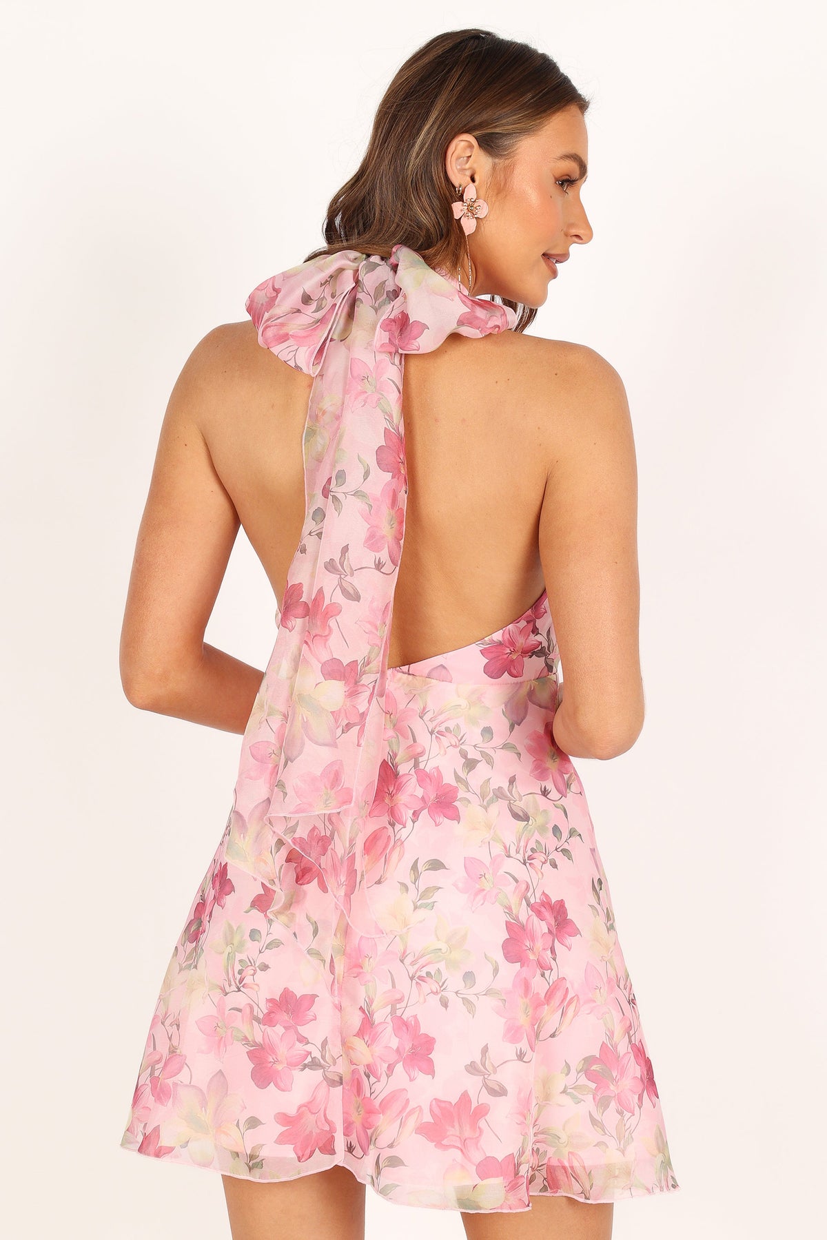 Gardenia Halter Mini Dress in Pink Floral – view 9 of 11