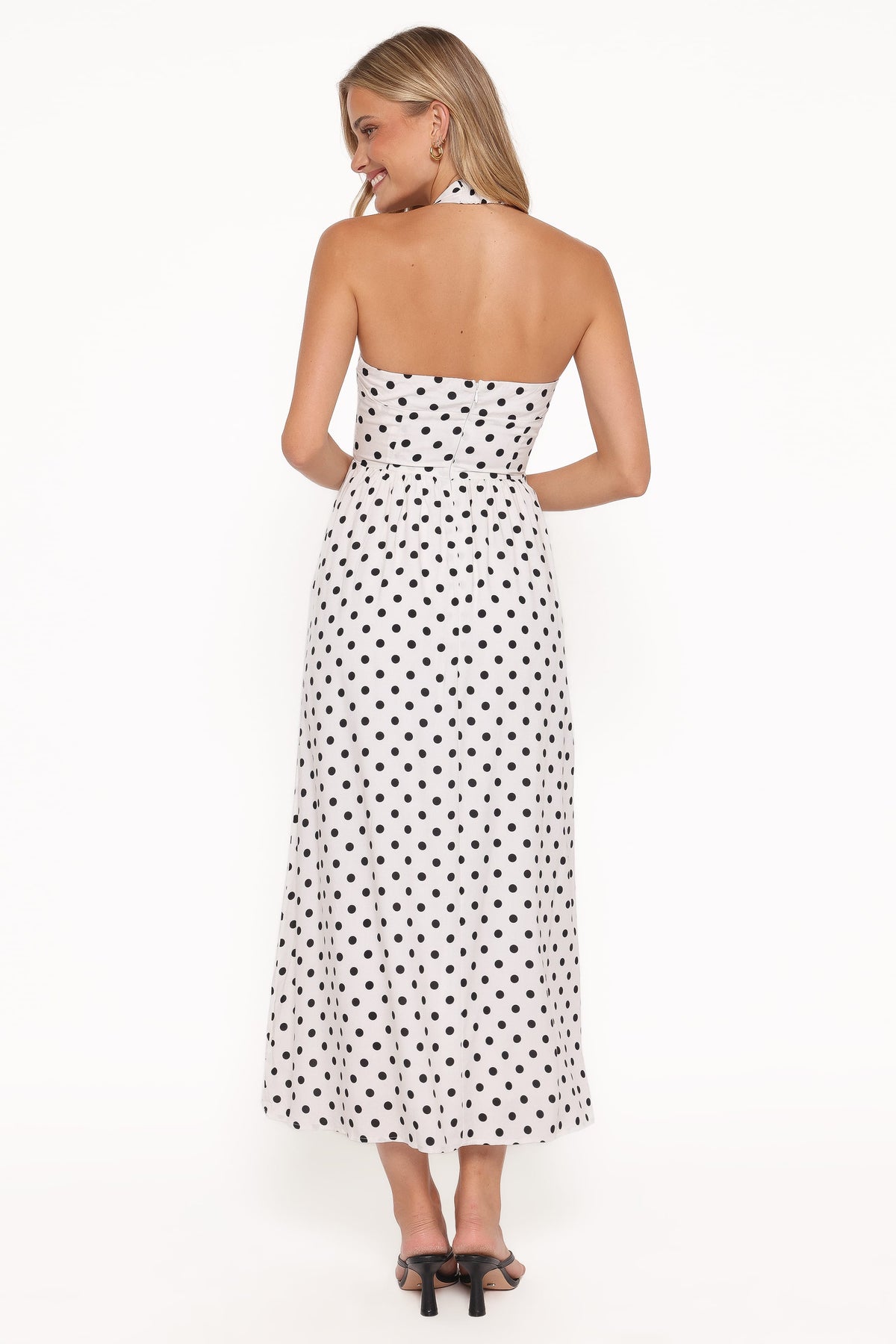 Gemini Halterneck Maxi Dress in White Polka Dot – view 5 of 7