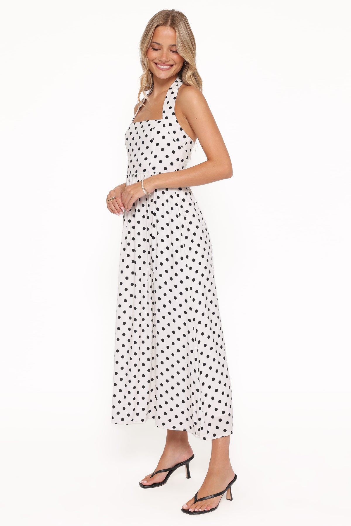 Gemini Halterneck Maxi Dress in White Polka Dot – view 4 of 7