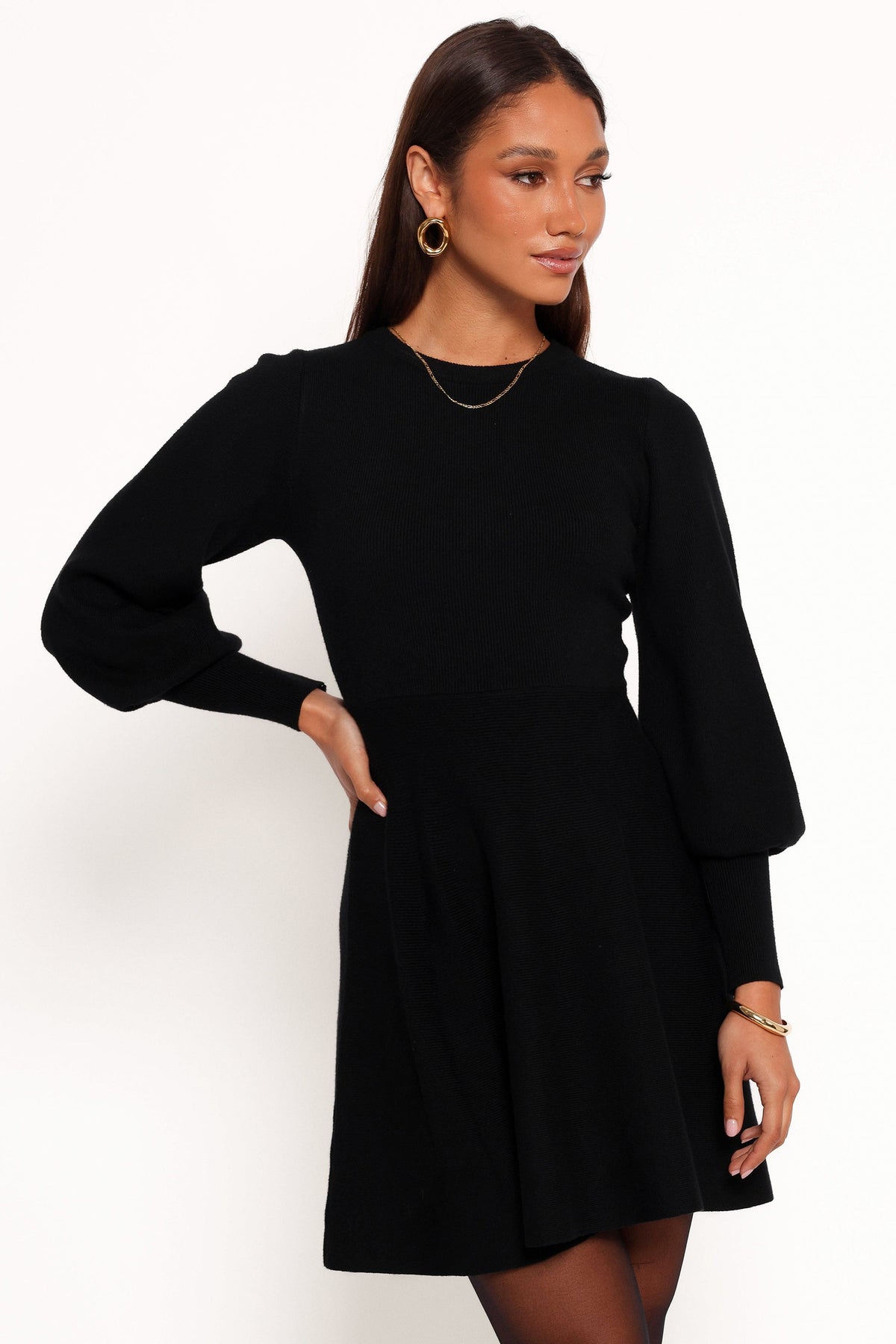 Gigi Long Sleeve Mini Dress in Black – view 1 of 7